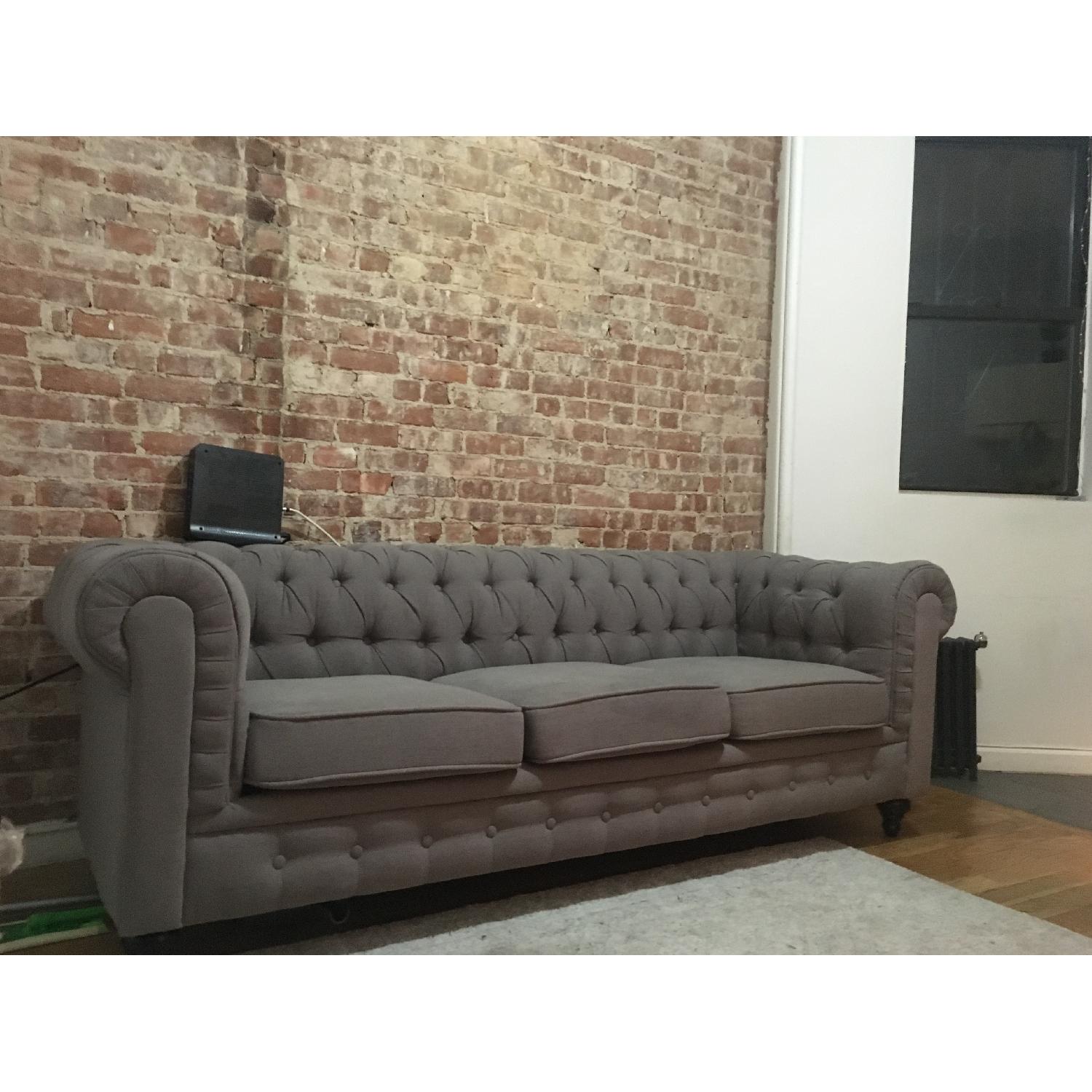 Chesterfield-Style Sofa in Stone Gray - image-3