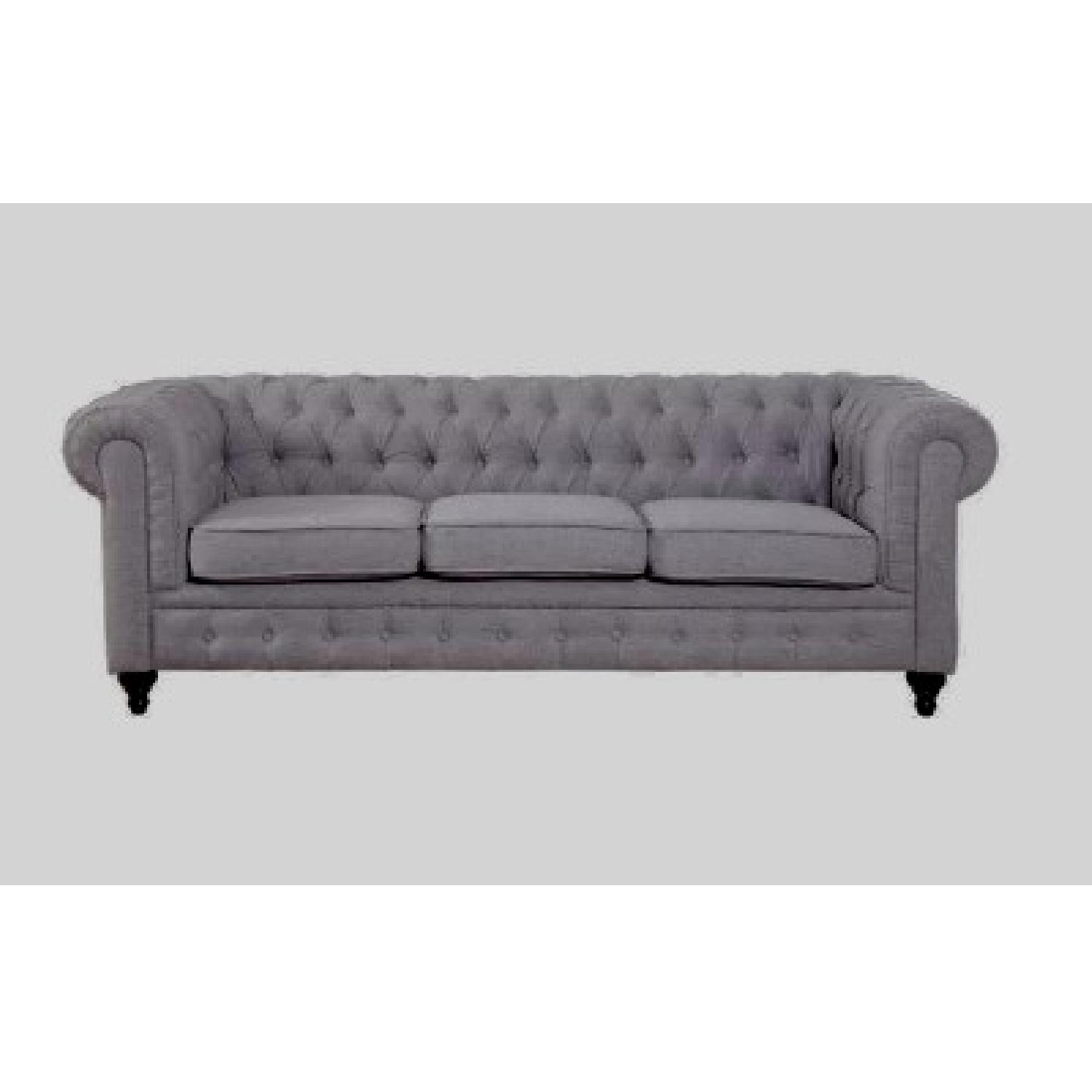 Chesterfield-Style Sofa in Stone Gray - image-0