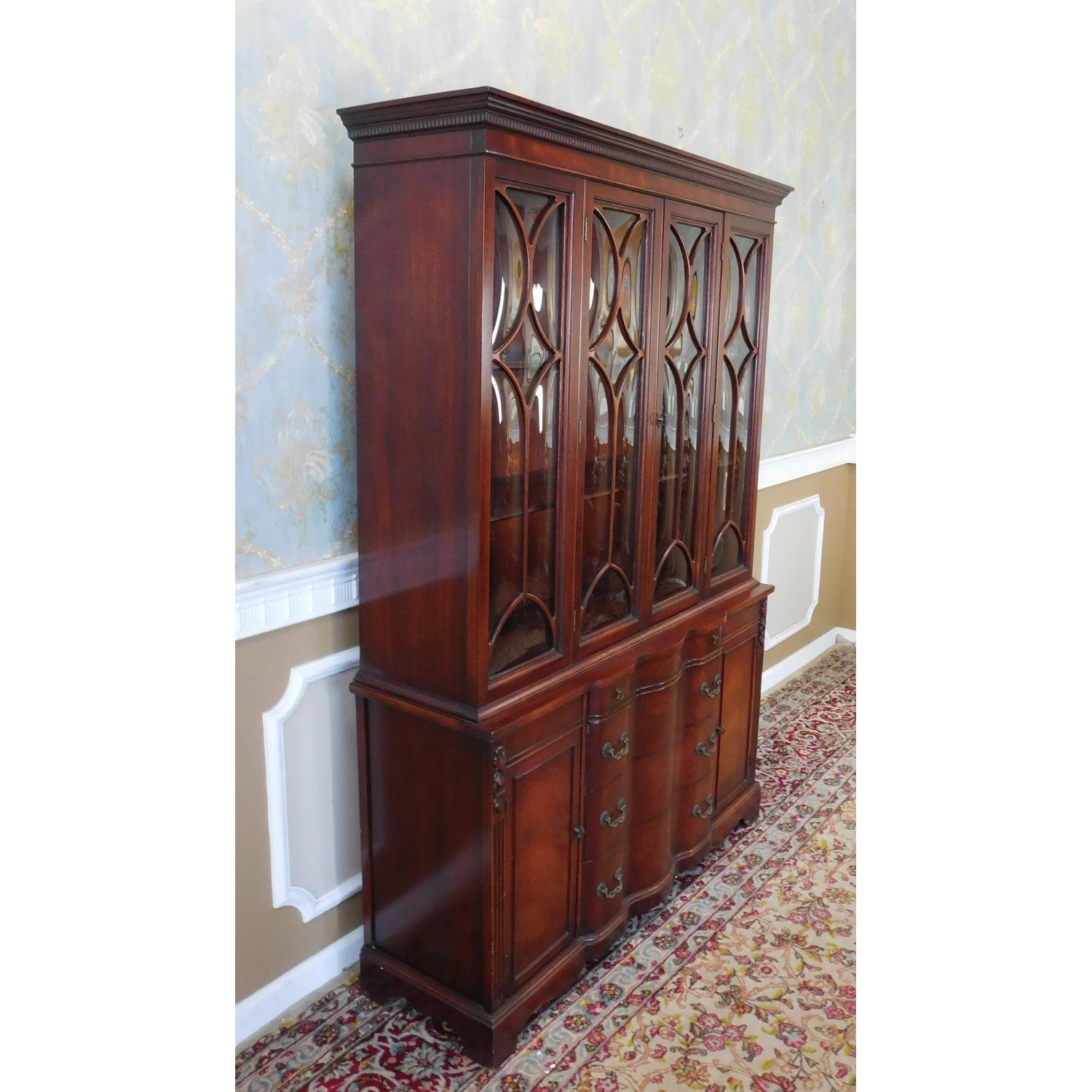 1950s Mahogany Bubble Glass Dining Room China Cabinet - image-2