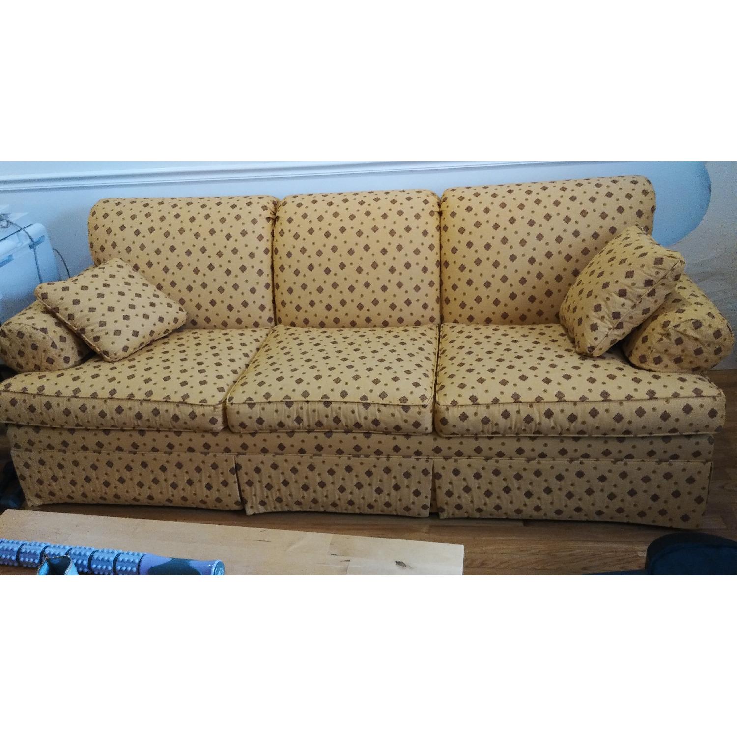 Ethan Allen Yellow Patterned 3 Seater Sofa - image-2