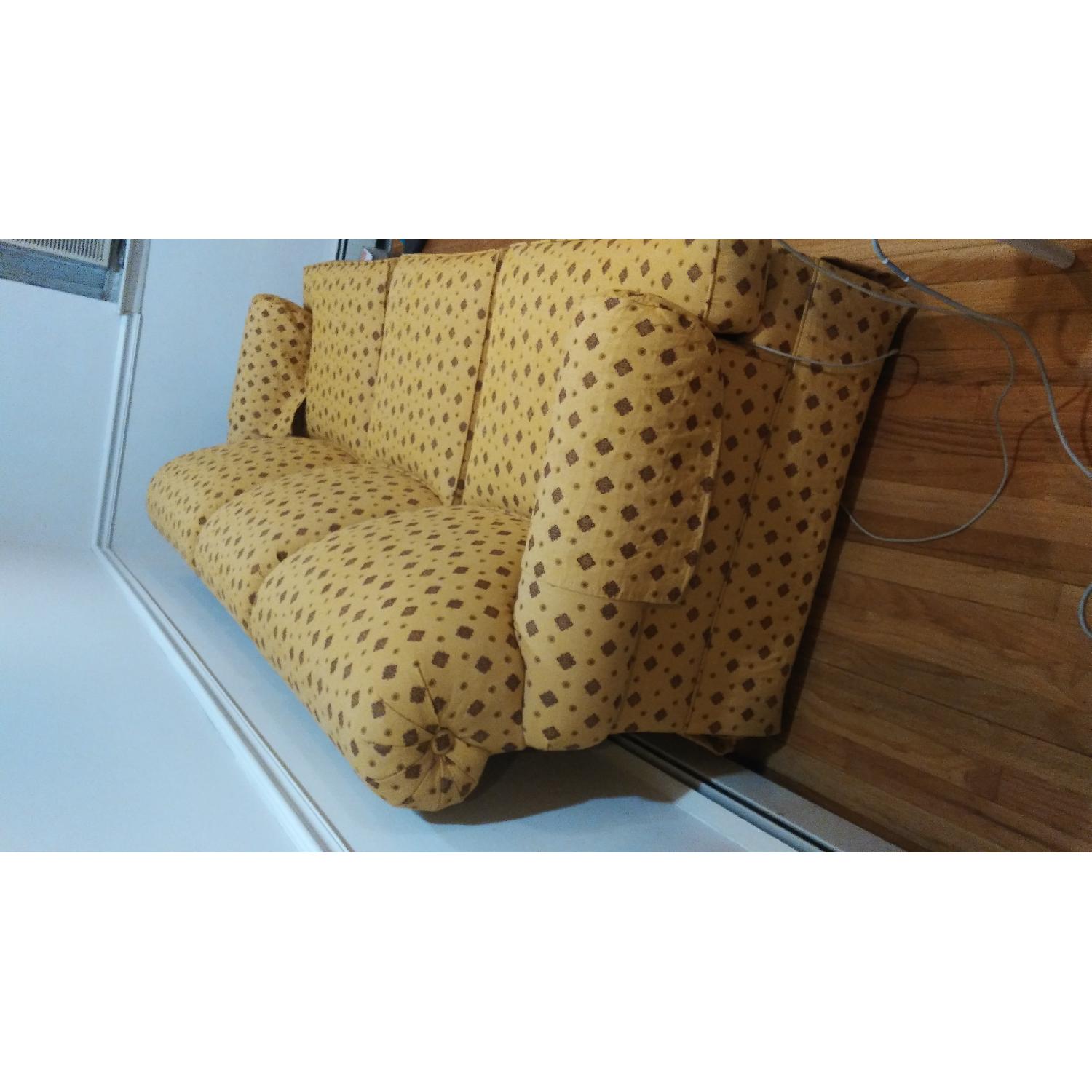 Ethan Allen Yellow Patterned 3 Seater Sofa - image-3