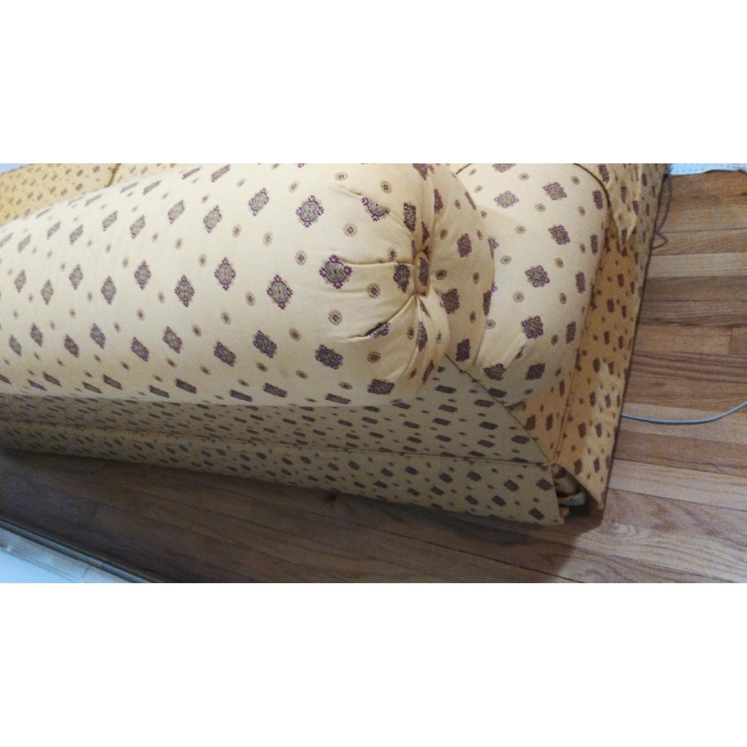 Ethan Allen Yellow Patterned 3 Seater Sofa - image-4