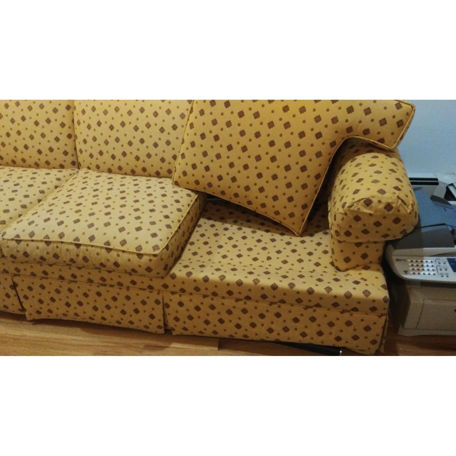 Ethan Allen Yellow Patterned 3 Seater Sofa - image-6