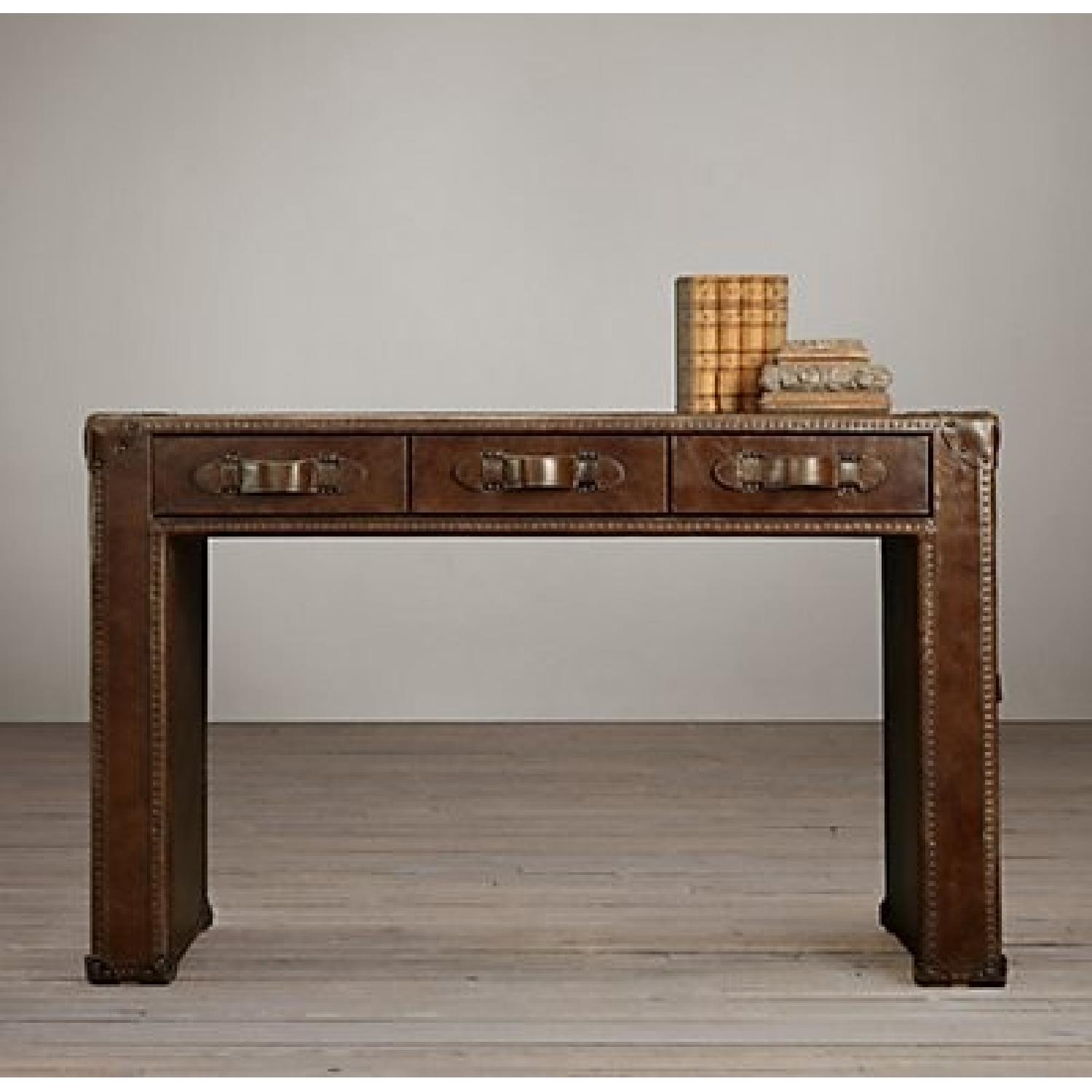 Restoration Hardware Mayfair Steamer Trunk 3Drawer Desk AptDeco