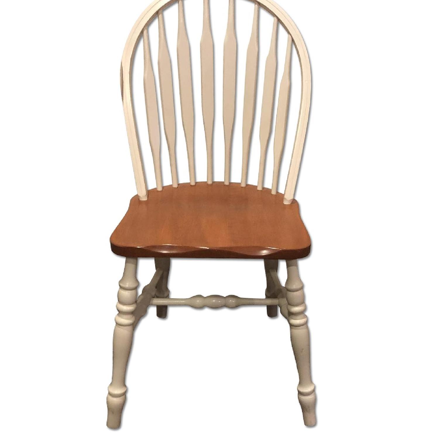 Pedestal Base Wood & White 5 Piece Expandable Dining Set AptDeco