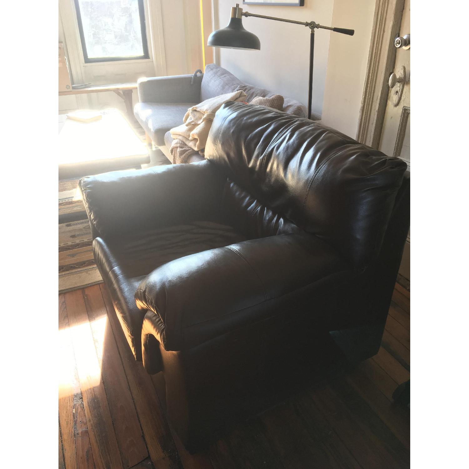 Overstuffed Leather Chair - image-1