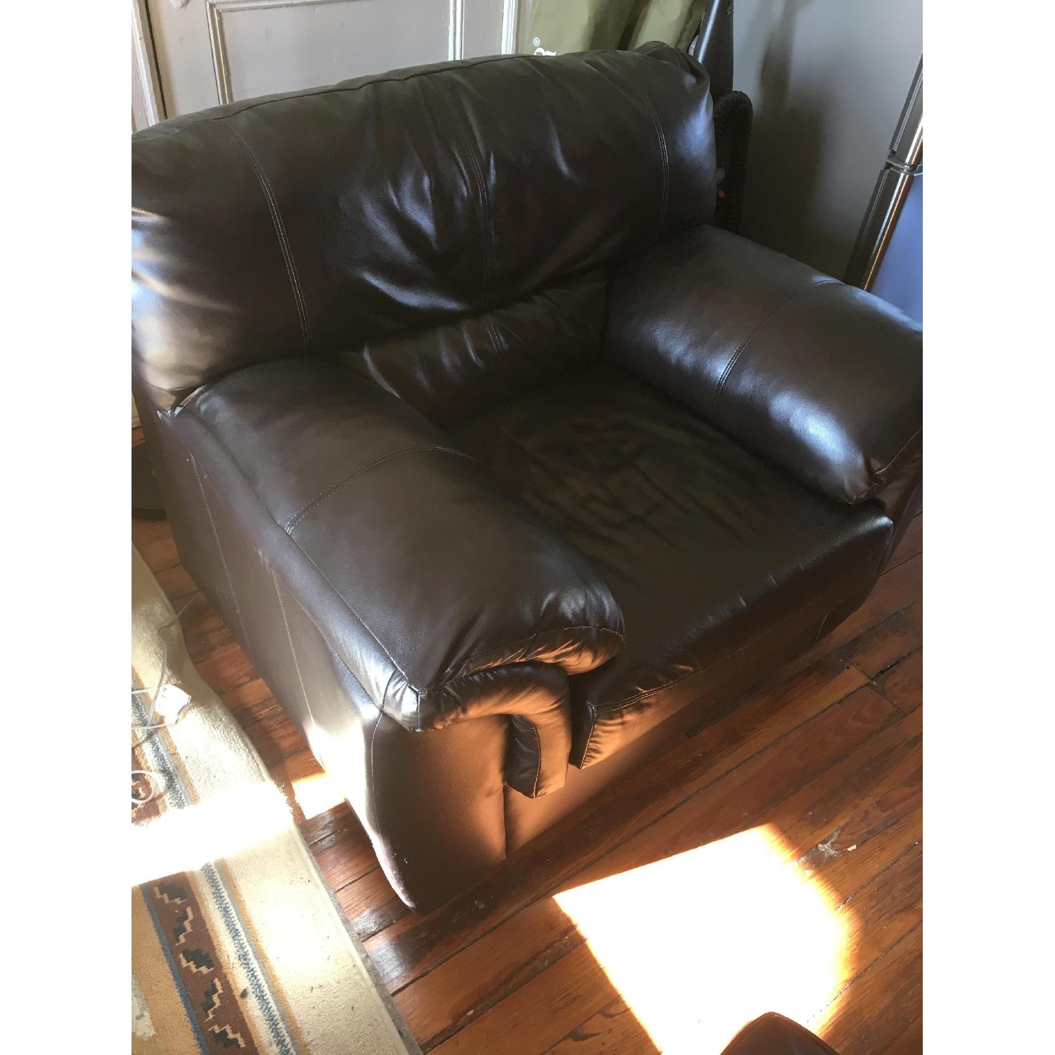 Overstuffed Leather Chair - image-2