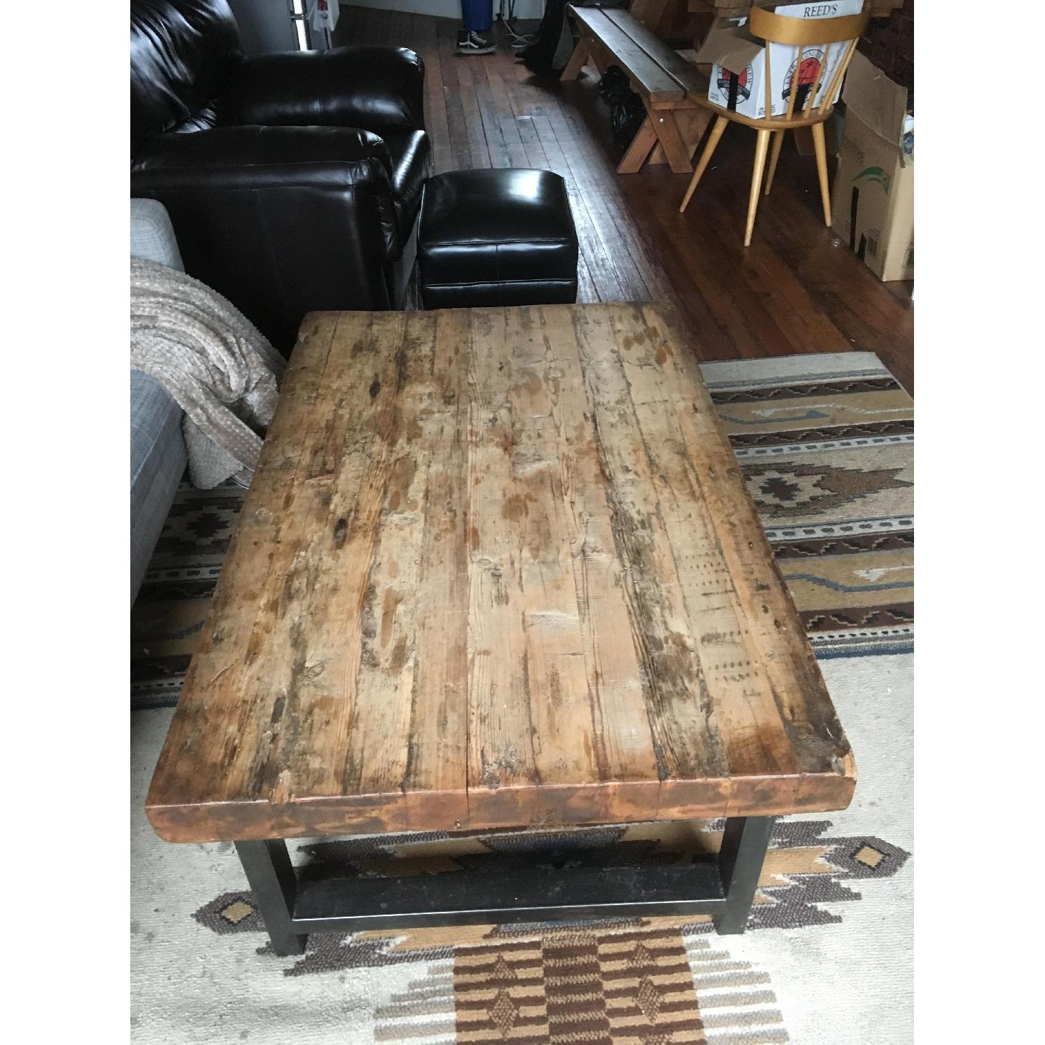 Rustic Wood & Steel Coffee Table - image-1