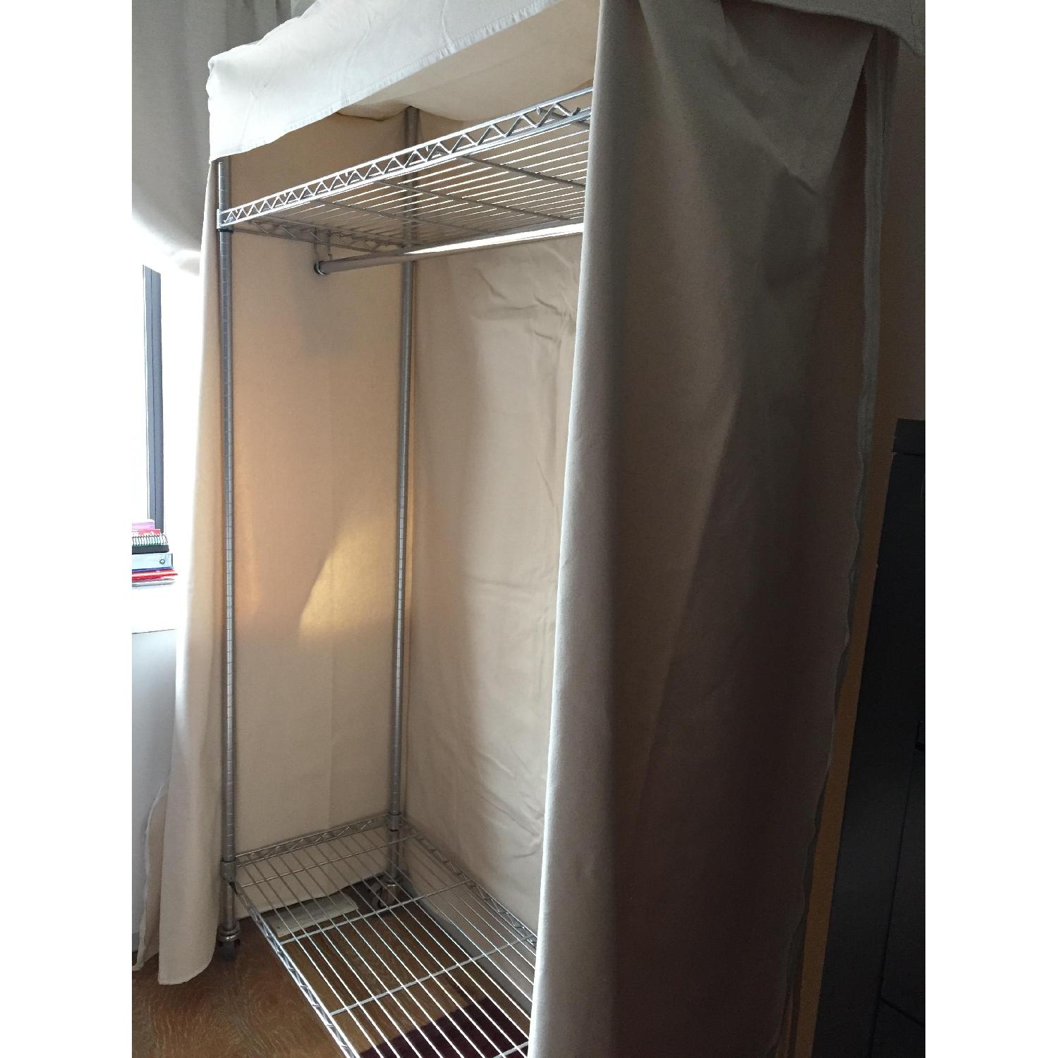 InterMetro Silver Clothes Rack w/ Canvas Cover - image-1