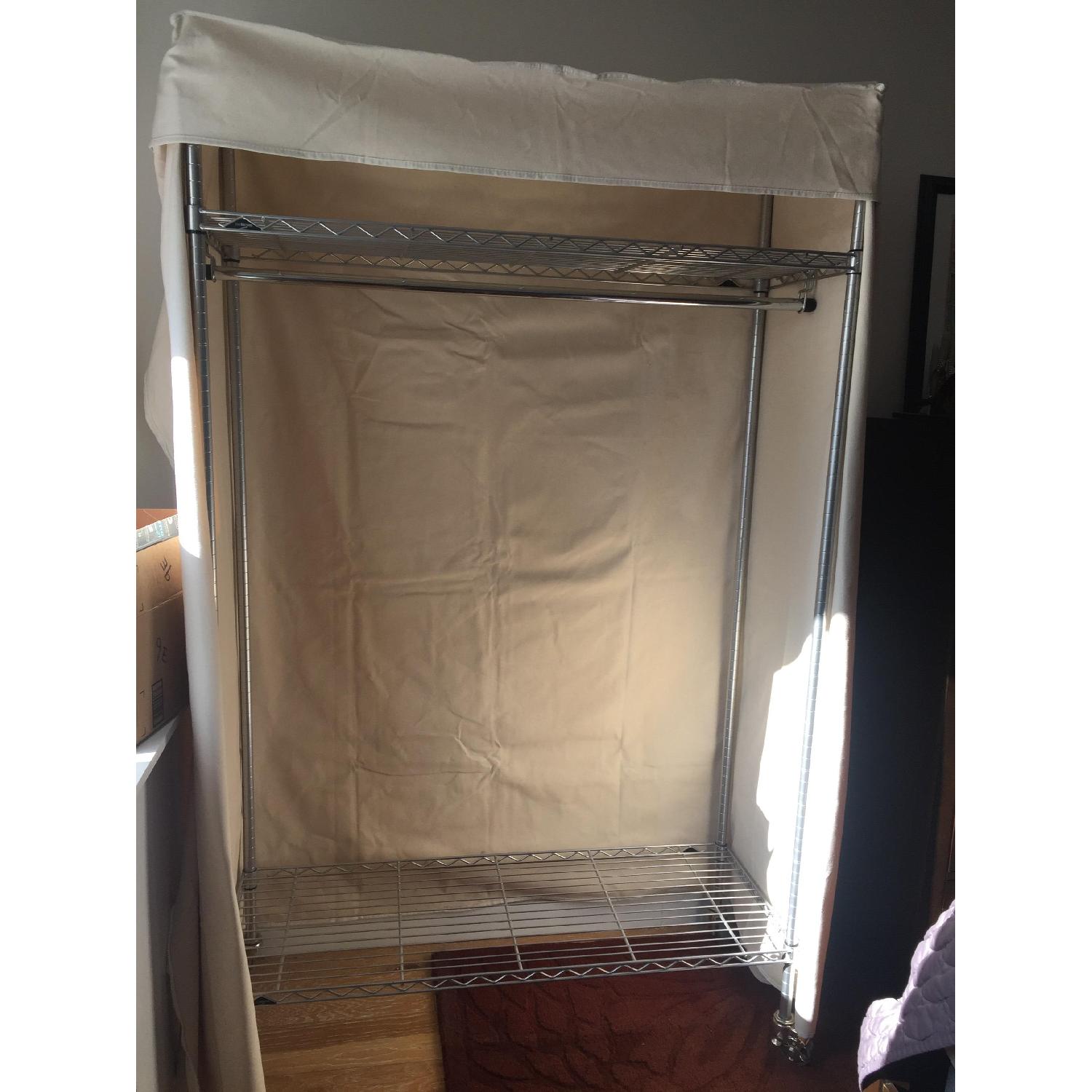 InterMetro Silver Clothes Rack w/ Canvas Cover - image-3