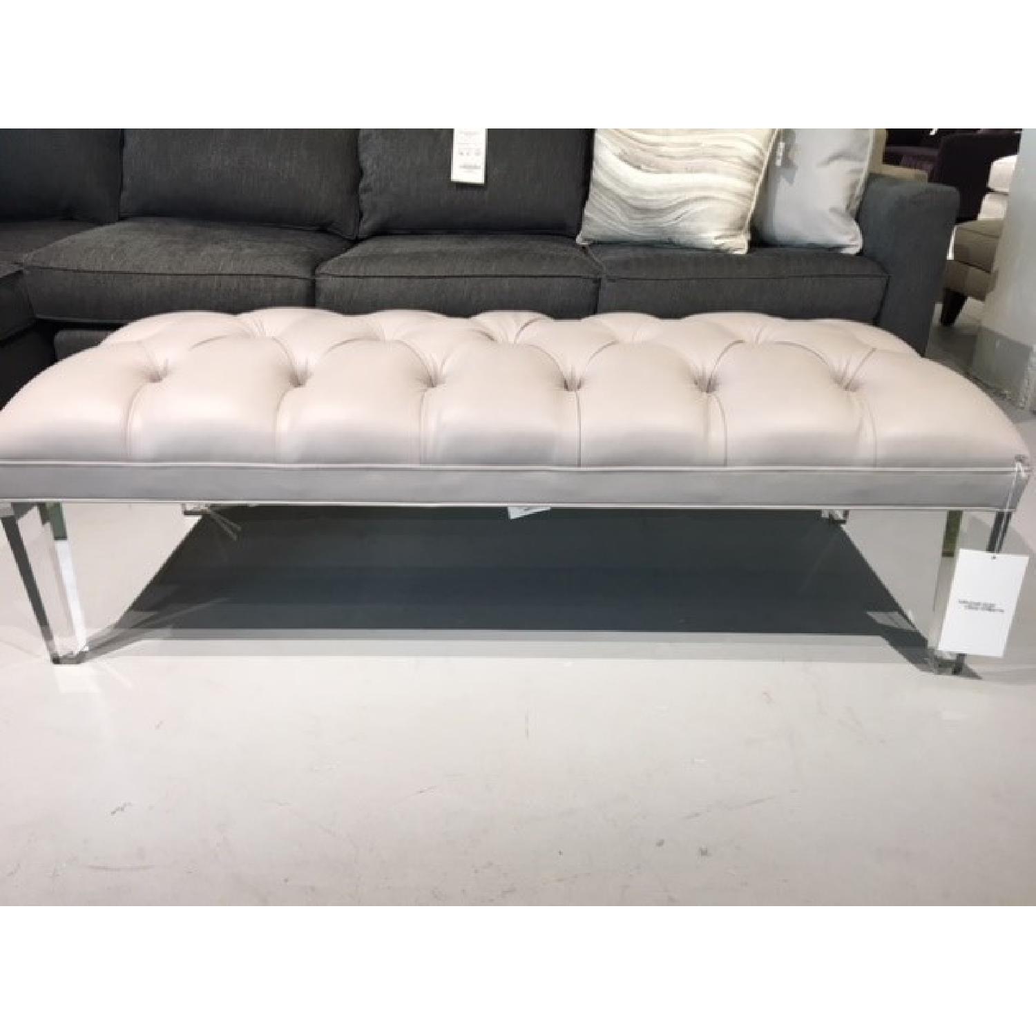 Mitchell Gold + Bob Williams Kira Leather Tufted Ottoman - image-2