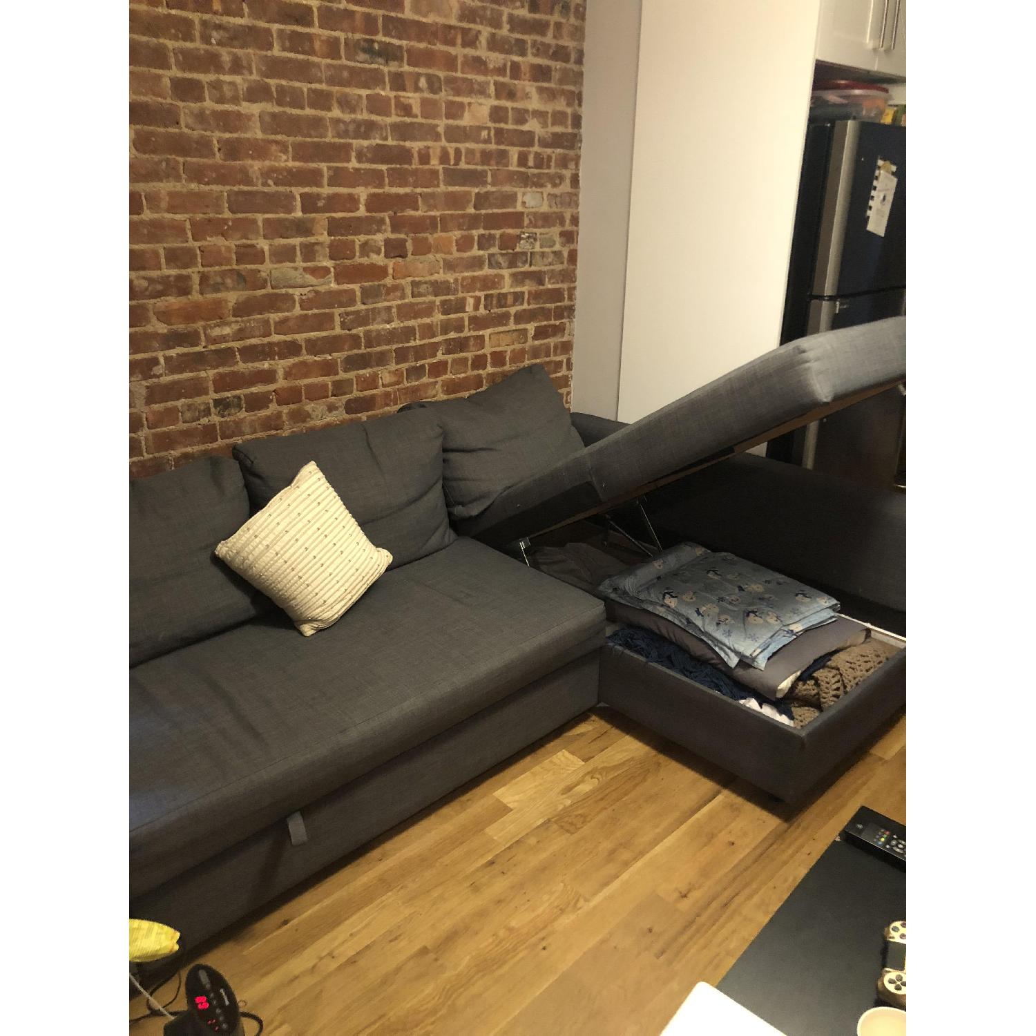 Ikea Friheten Grey Sectional w/ Storage & PullOut Bed AptDeco