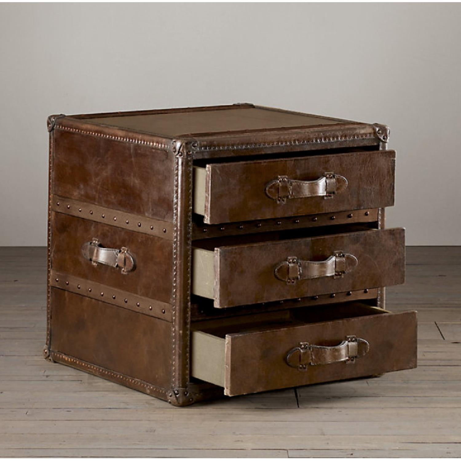 Restoration Hardware Leather Trunk Side Table - image-2