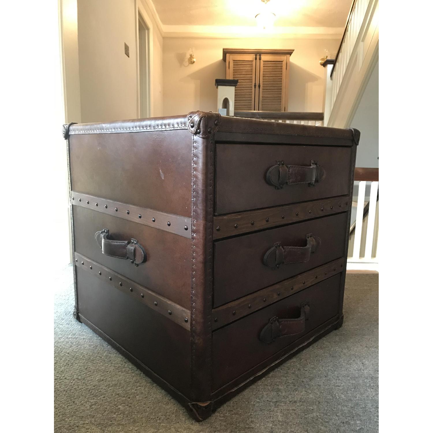 Restoration Hardware Leather Trunk Side Table - image-5