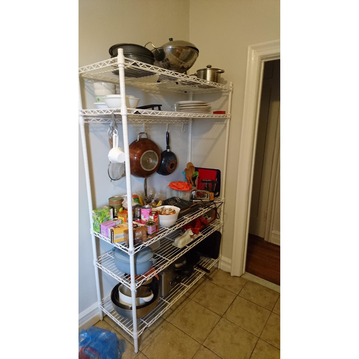 Container Store InterMetro 5Shelf White Metal Shelving Unit AptDeco