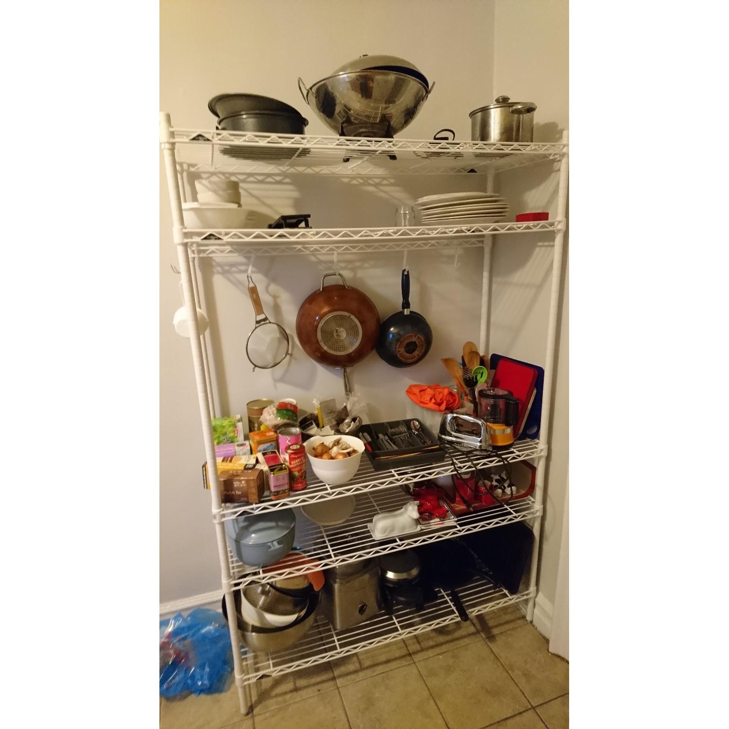 Container Store InterMetro 5Shelf White Metal Shelving Unit AptDeco