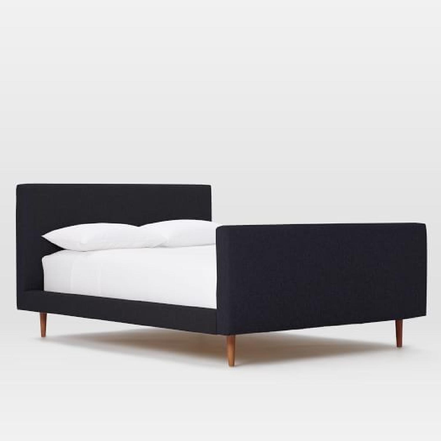 West Elm Josef Upholstered Queen Size Bed in Indigo AptDeco