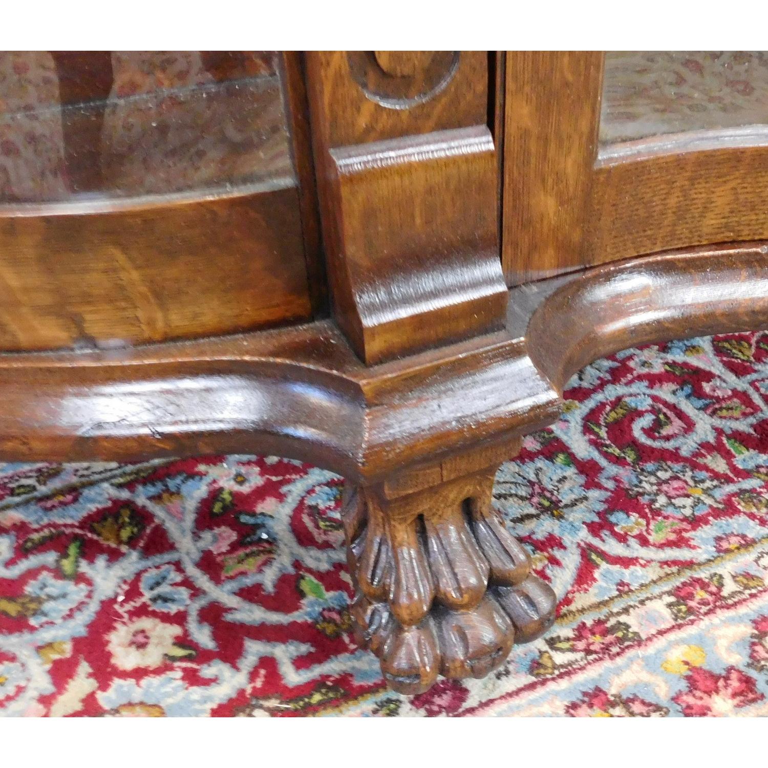 Antique Victorian Figural Quartered Oak Curio Cabinet - image-6