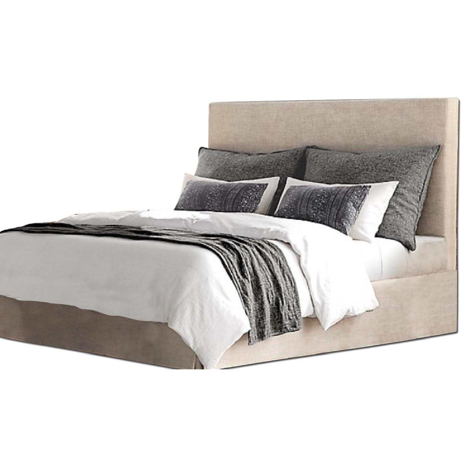 Restoration Hardware Queen Slipcovered Parsons Platform Bed - image-0