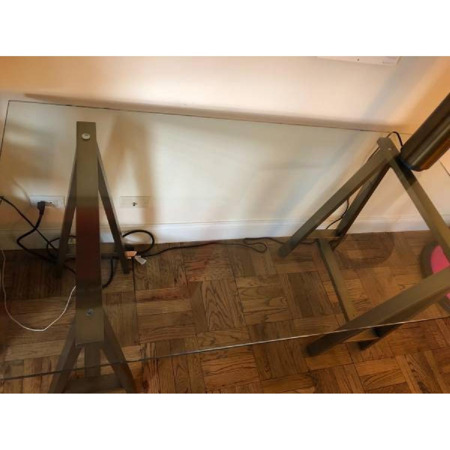 West Elm Cross-Base Desk w/ Antique Brass Legs - image-5