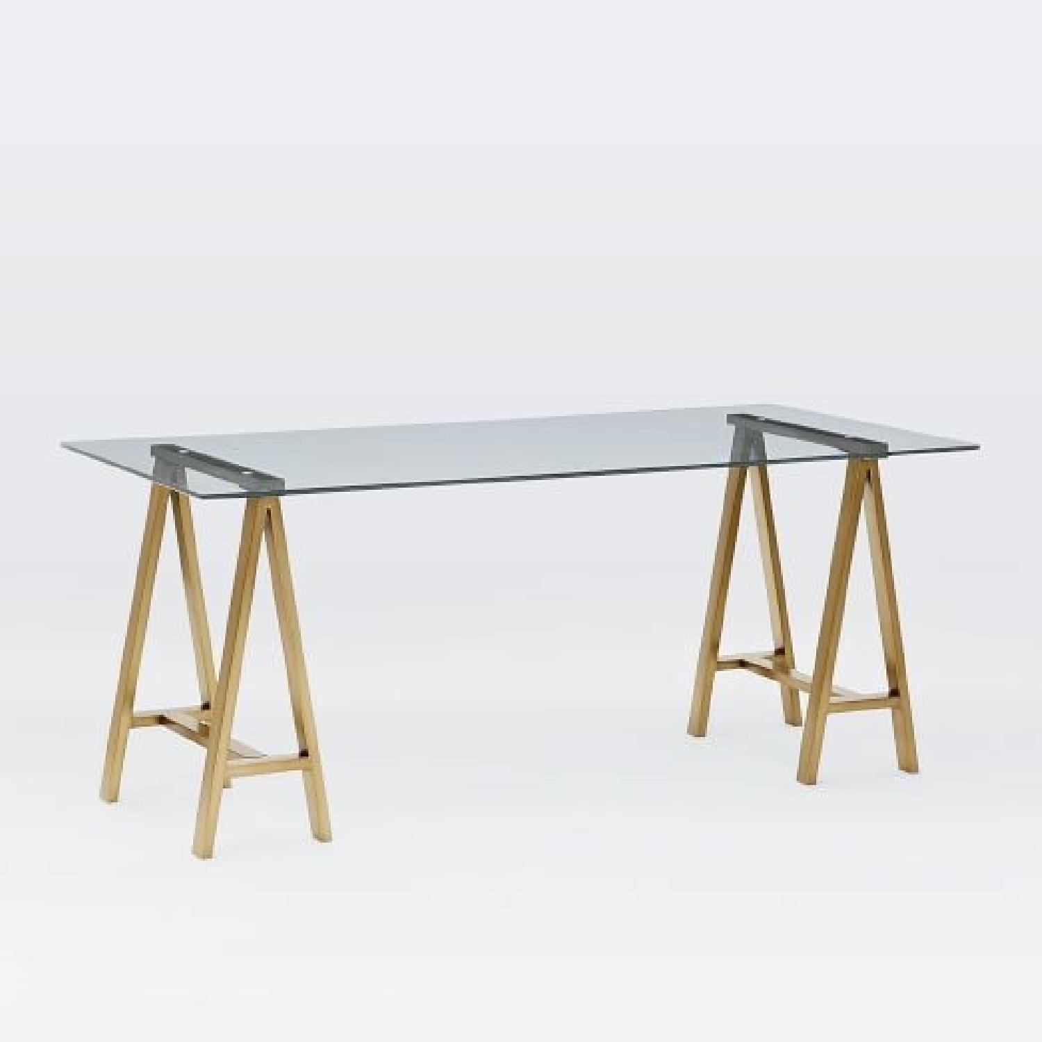 West Elm Cross-Base Desk w/ Antique Brass Legs - image-0