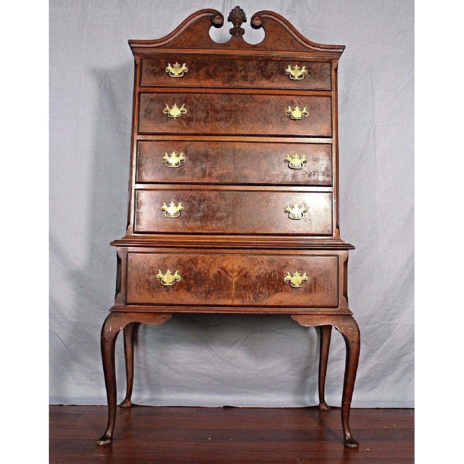 Antique Mahogany Queen Anne Highboy Chest of Drawers - image-3