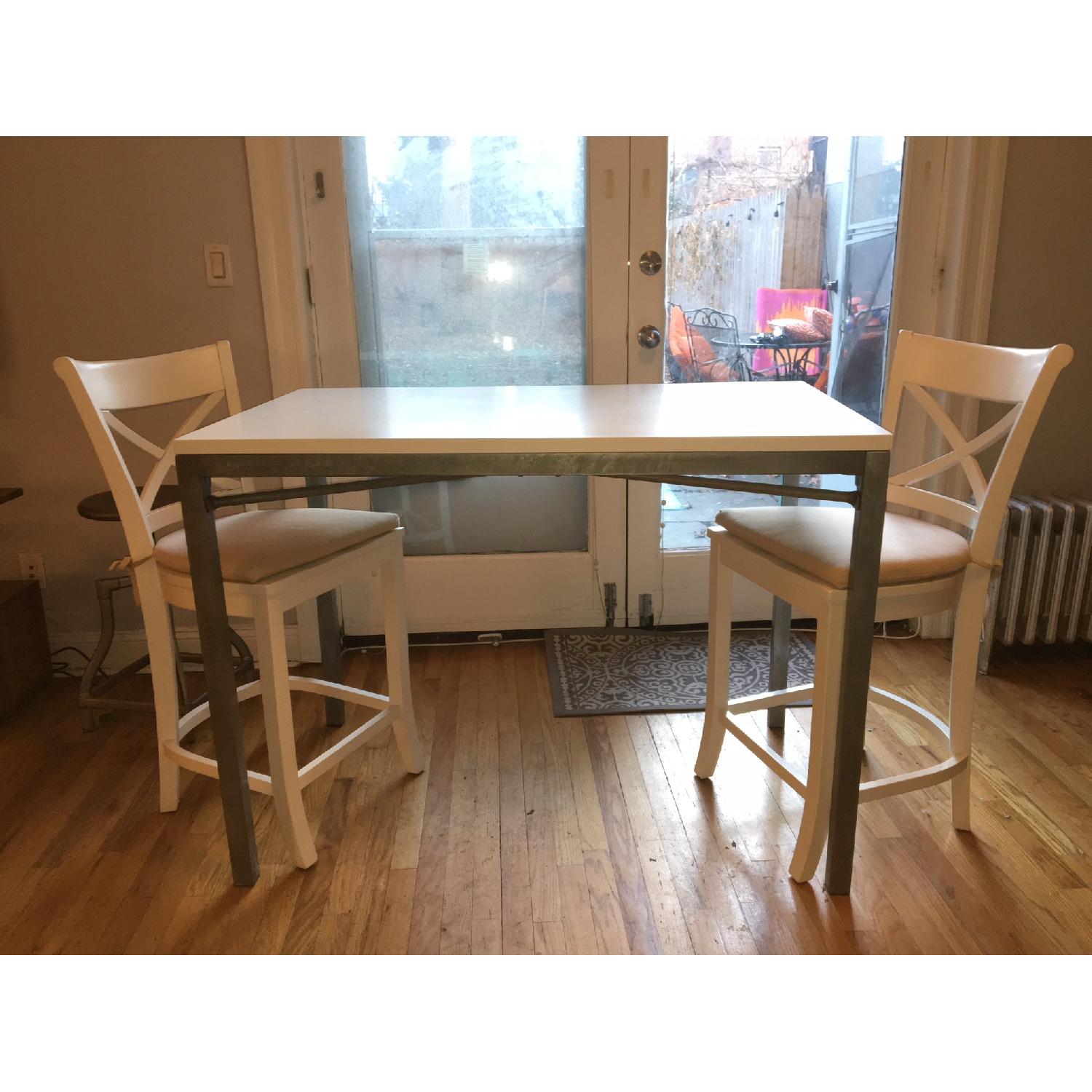 Crate & Barrel High Dining Table w/ 2 Counter Chairs - image-1