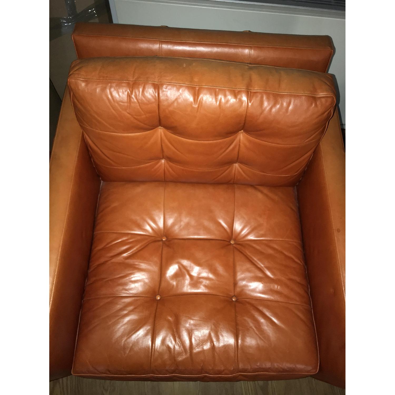 Crate & Barrel Orange Leather Accent Chair - image-4