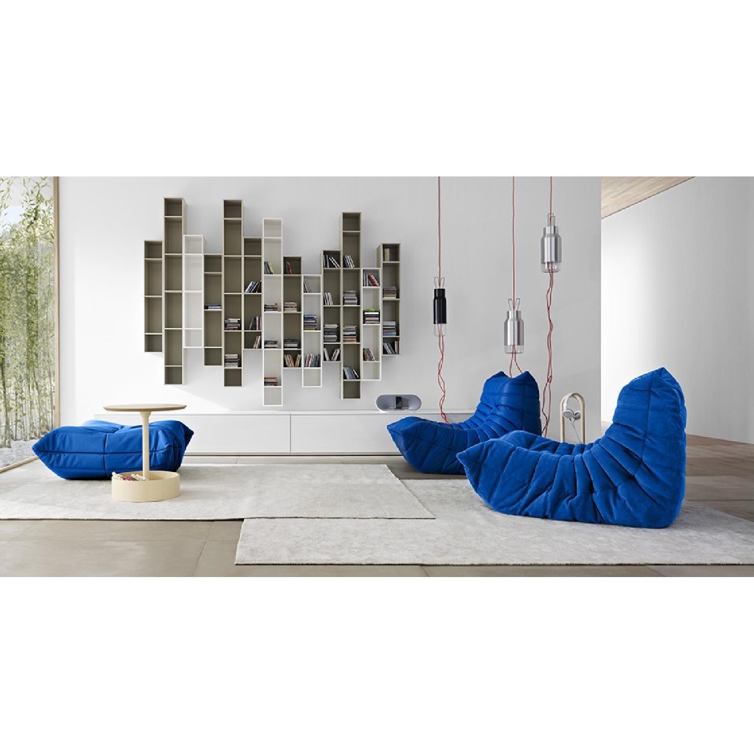 Ligne Roset Togo Loveseat in Alcantara Bohemian Blue - AptDeco