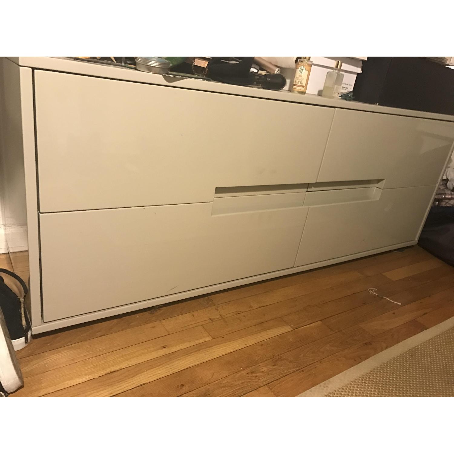 CB2 Lacquer Modern Sleek Low Gray Dresser - image-2