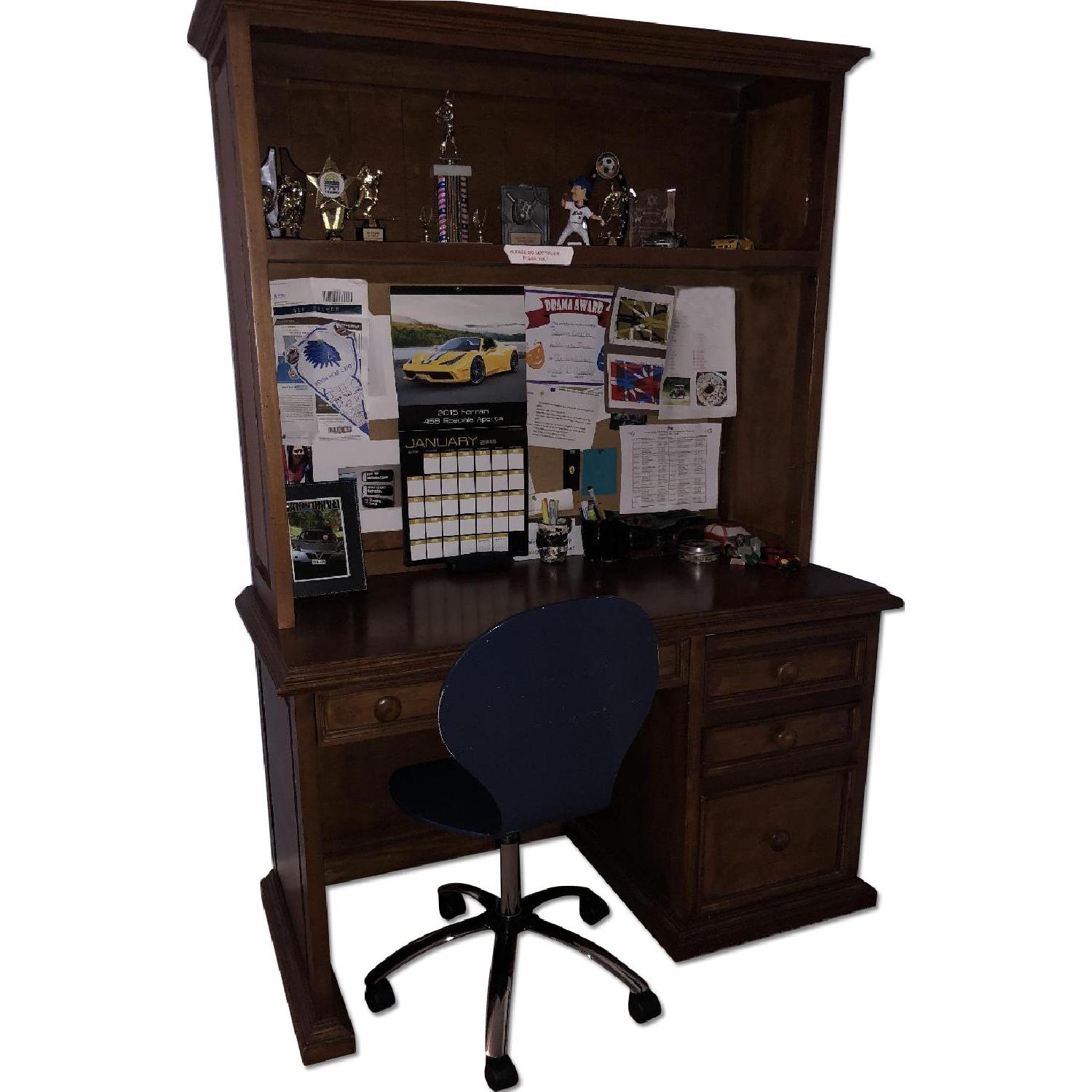Desk & Hutch w/ Bulletin Board - image-0