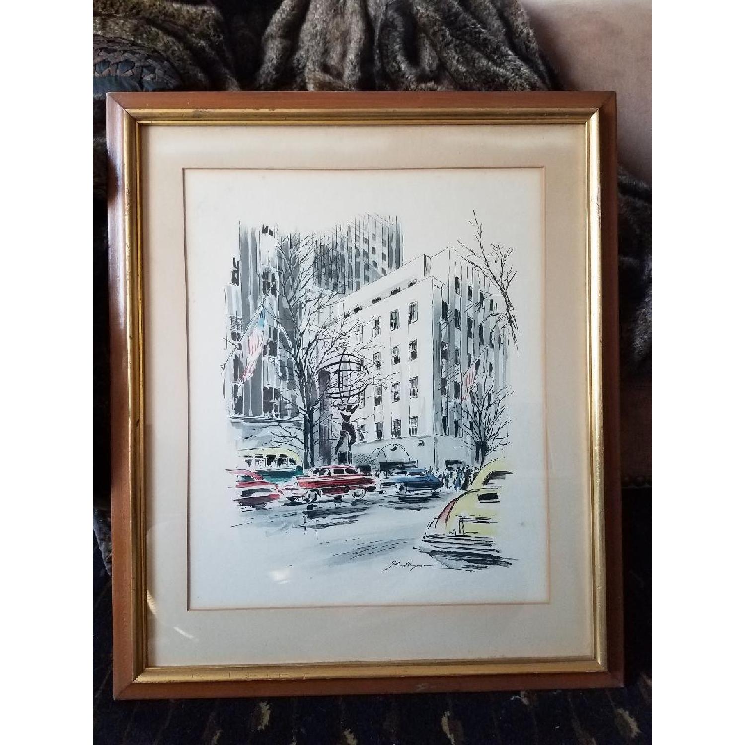 John Haymson Mid-Century Modern Watercolor Print - image-1