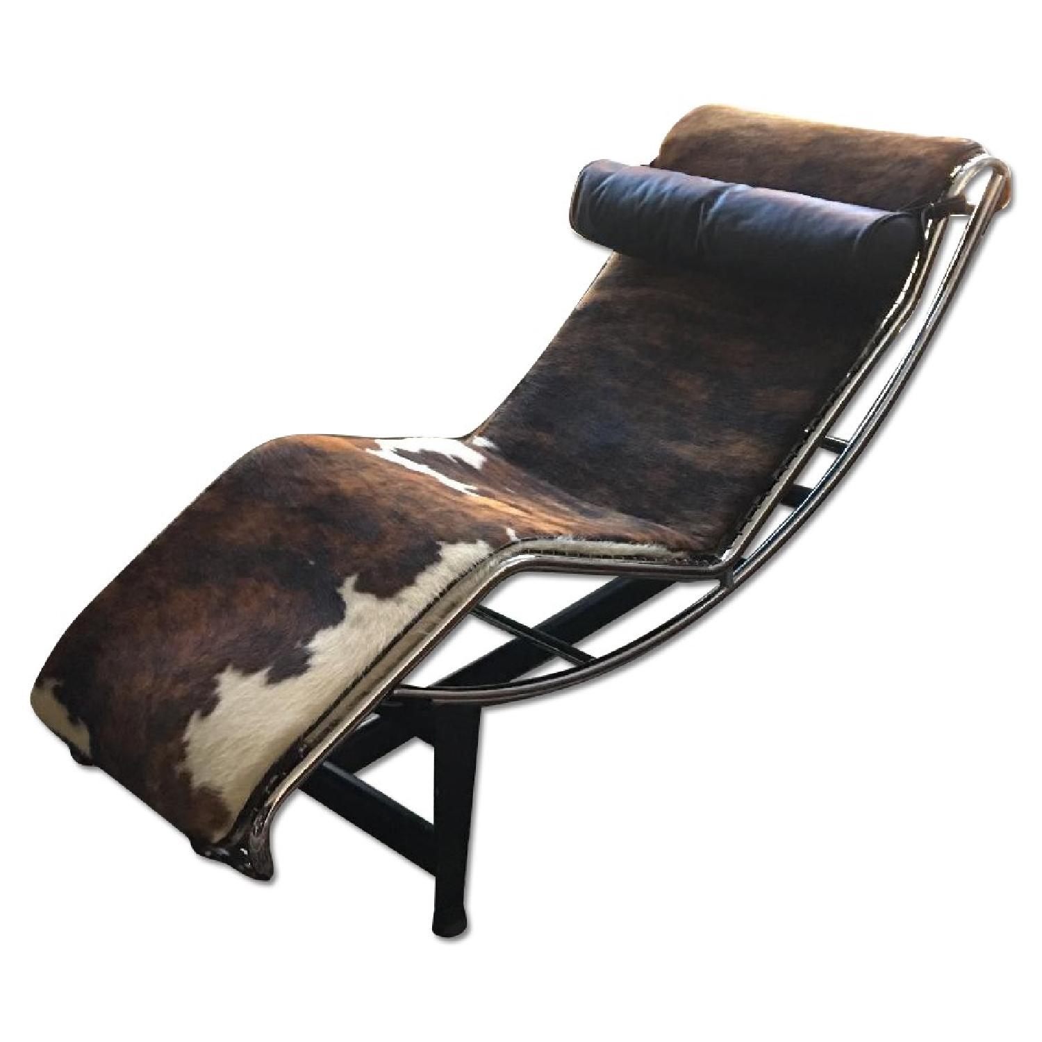 Le Corbusier Style LC4 Chaise Lounge Chair in Cowhide AptDeco
