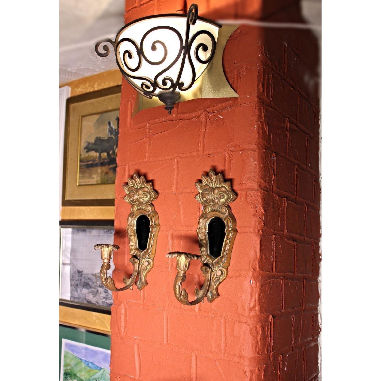 Vintage Brass Bronze Wall Sconce Candle Holder AptDeco