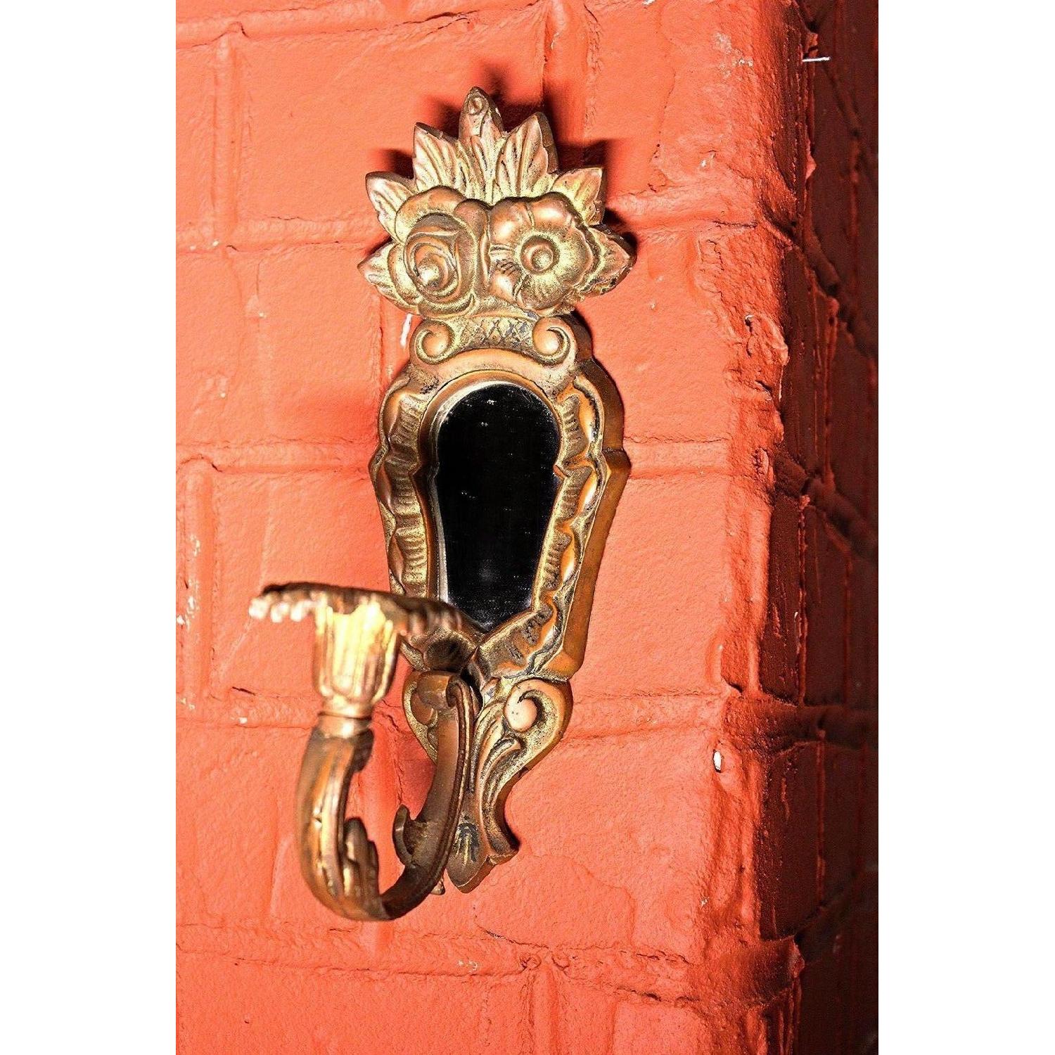 Vintage Brass Bronze Wall Sconce Candle Holder AptDeco