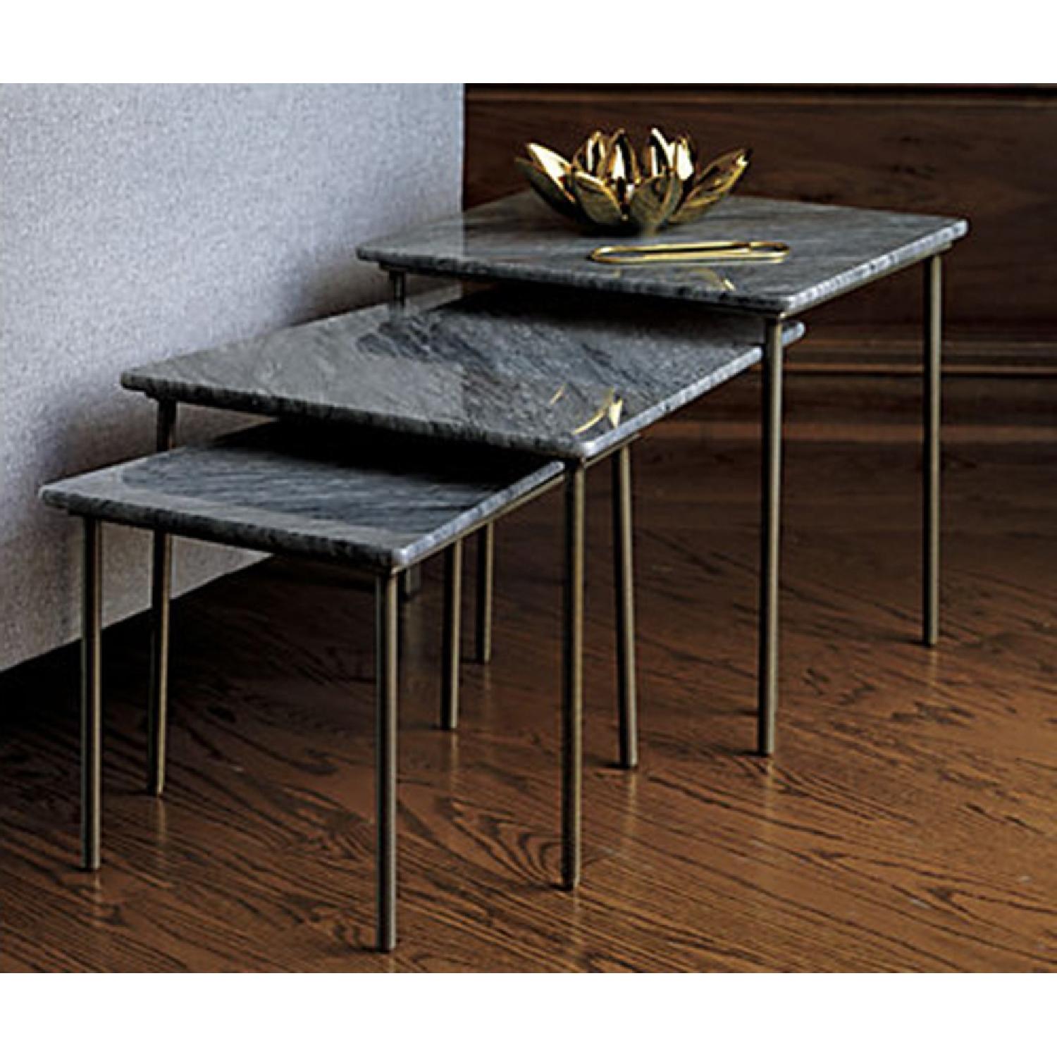 CB2 Geo Grey Marble Nesting Tables AptDeco