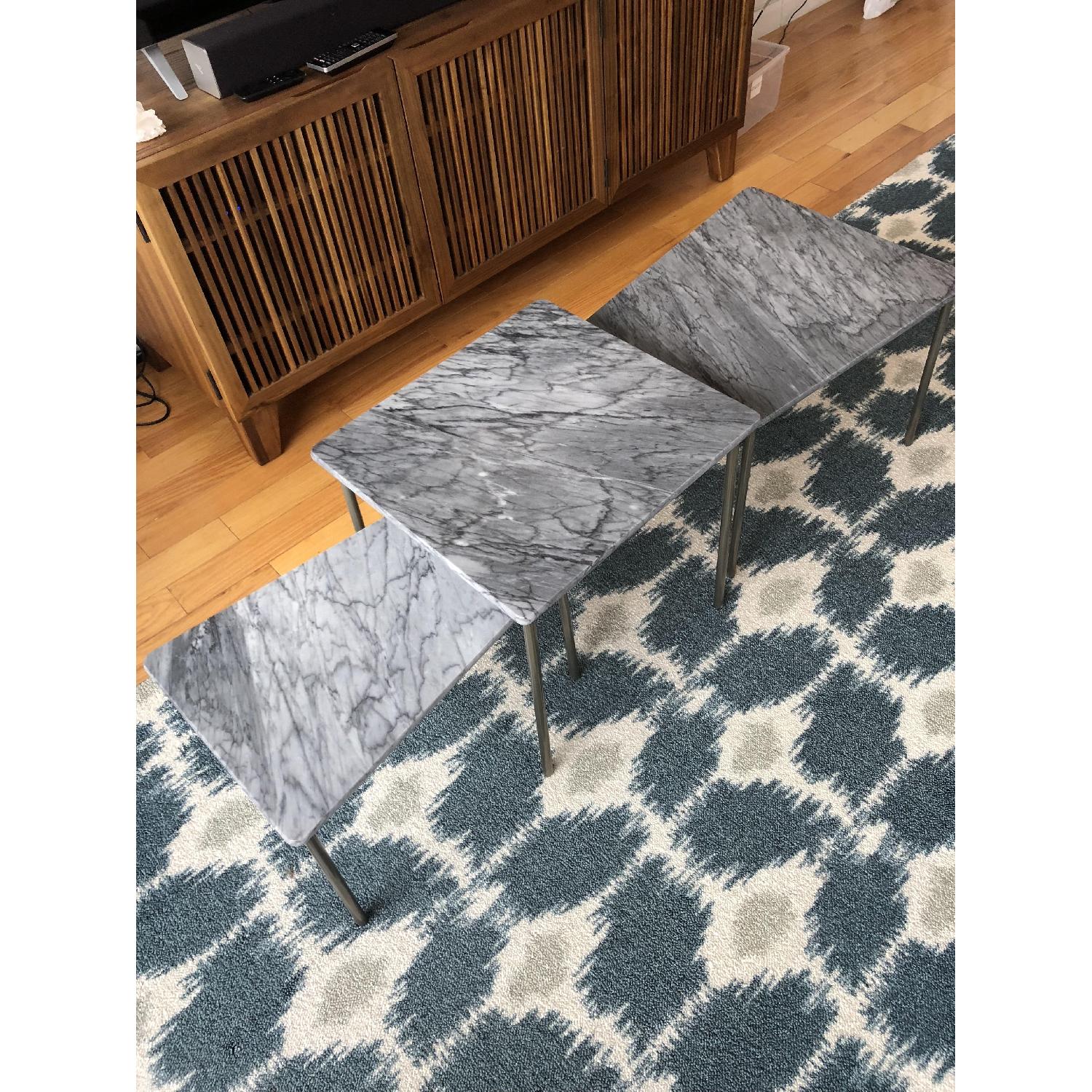 CB2 Geo Grey Marble Nesting Tables AptDeco