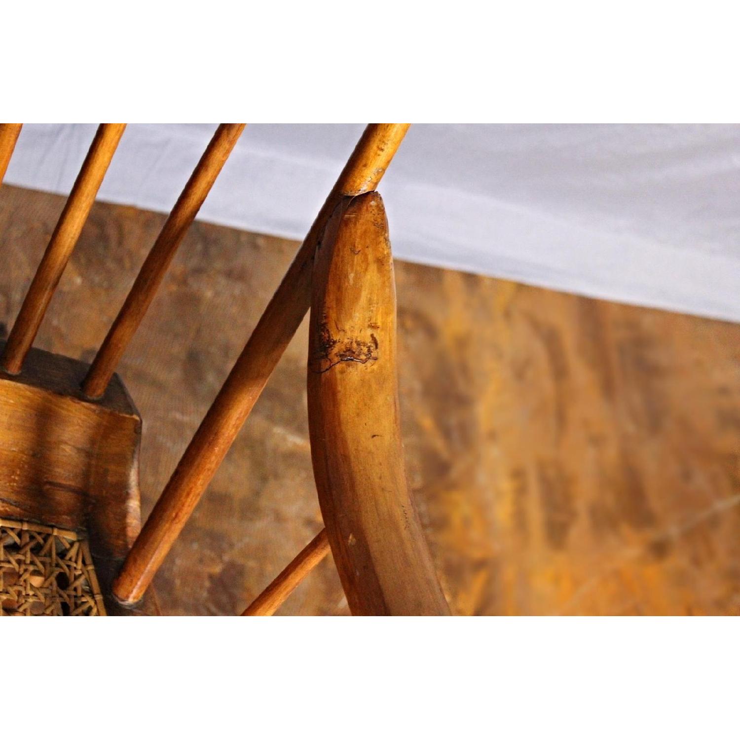 19th C Antique American Spindle Back Caned Seat Rocking - image-6