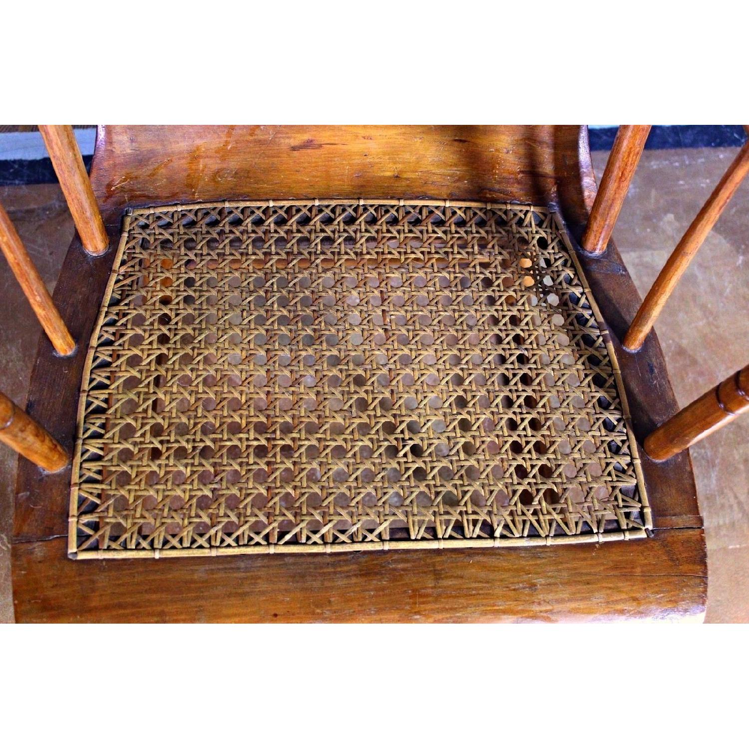 19th C Antique American Spindle Back Caned Seat Rocking - image-8