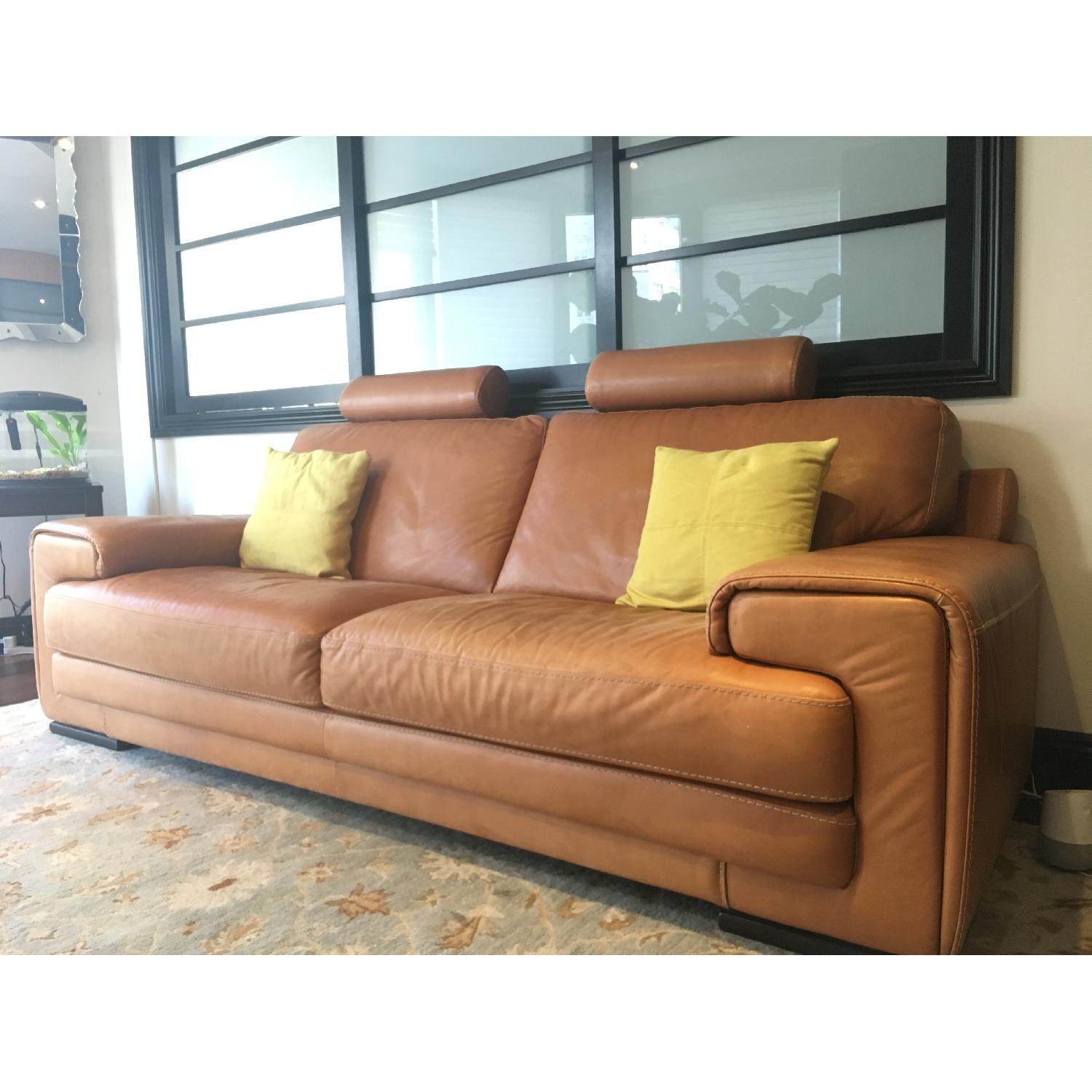 Natuzzi Natural Leather Sofa AptDeco