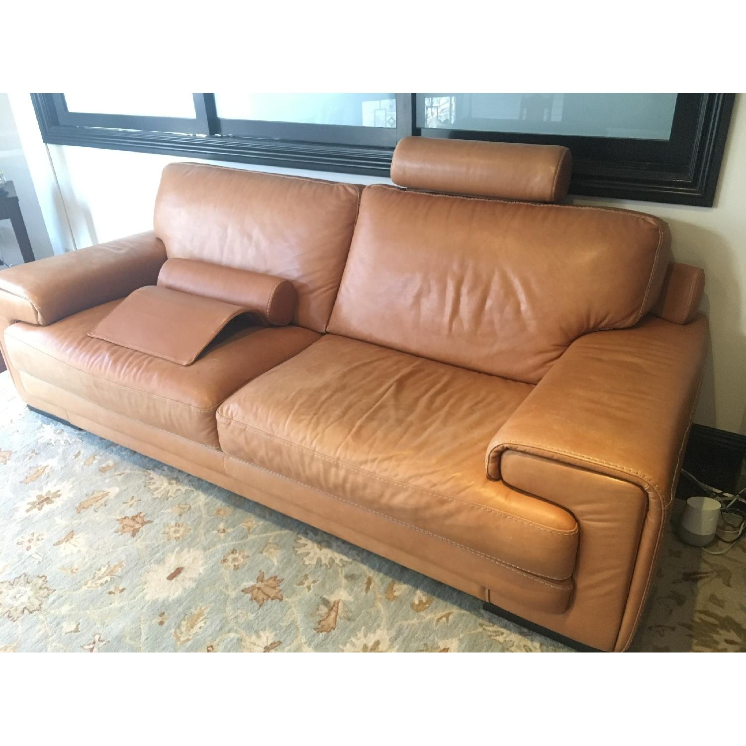Natuzzi Natural Leather Sofa AptDeco