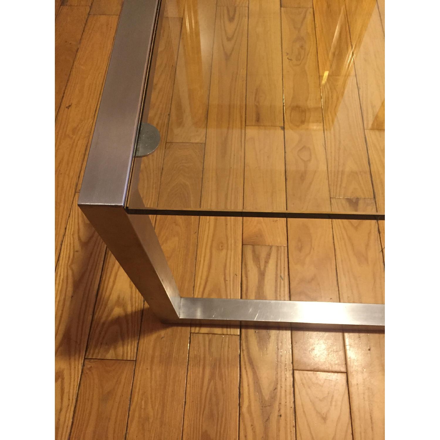 Ethan Allen Tangent Stainless Steel & Glass Coffee Table - image-2