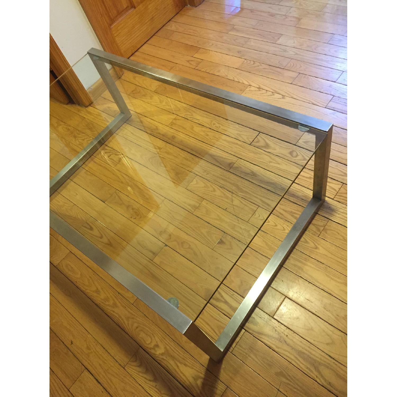 Ethan Allen Tangent Stainless Steel & Glass Coffee Table - image-3