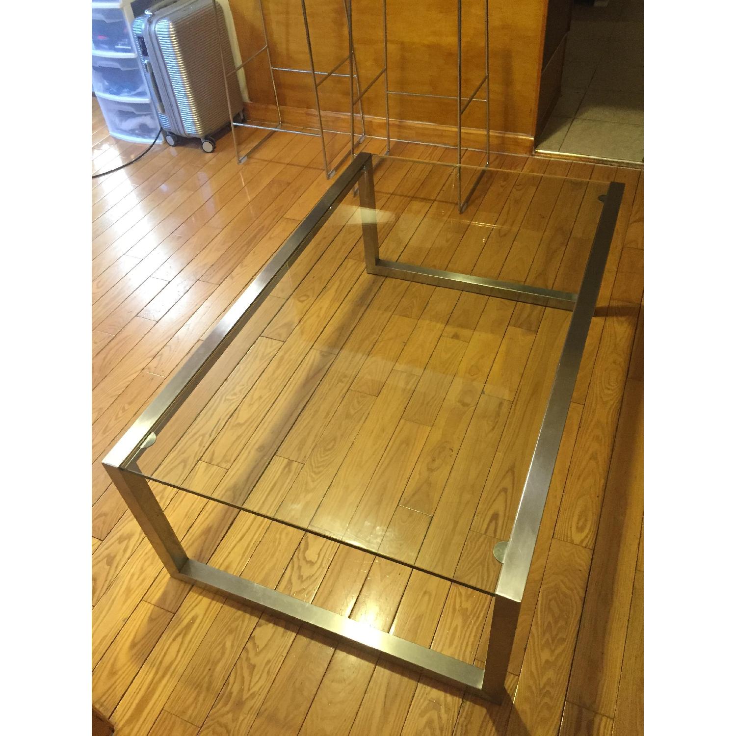 Ethan Allen Tangent Stainless Steel & Glass Coffee Table - image-5