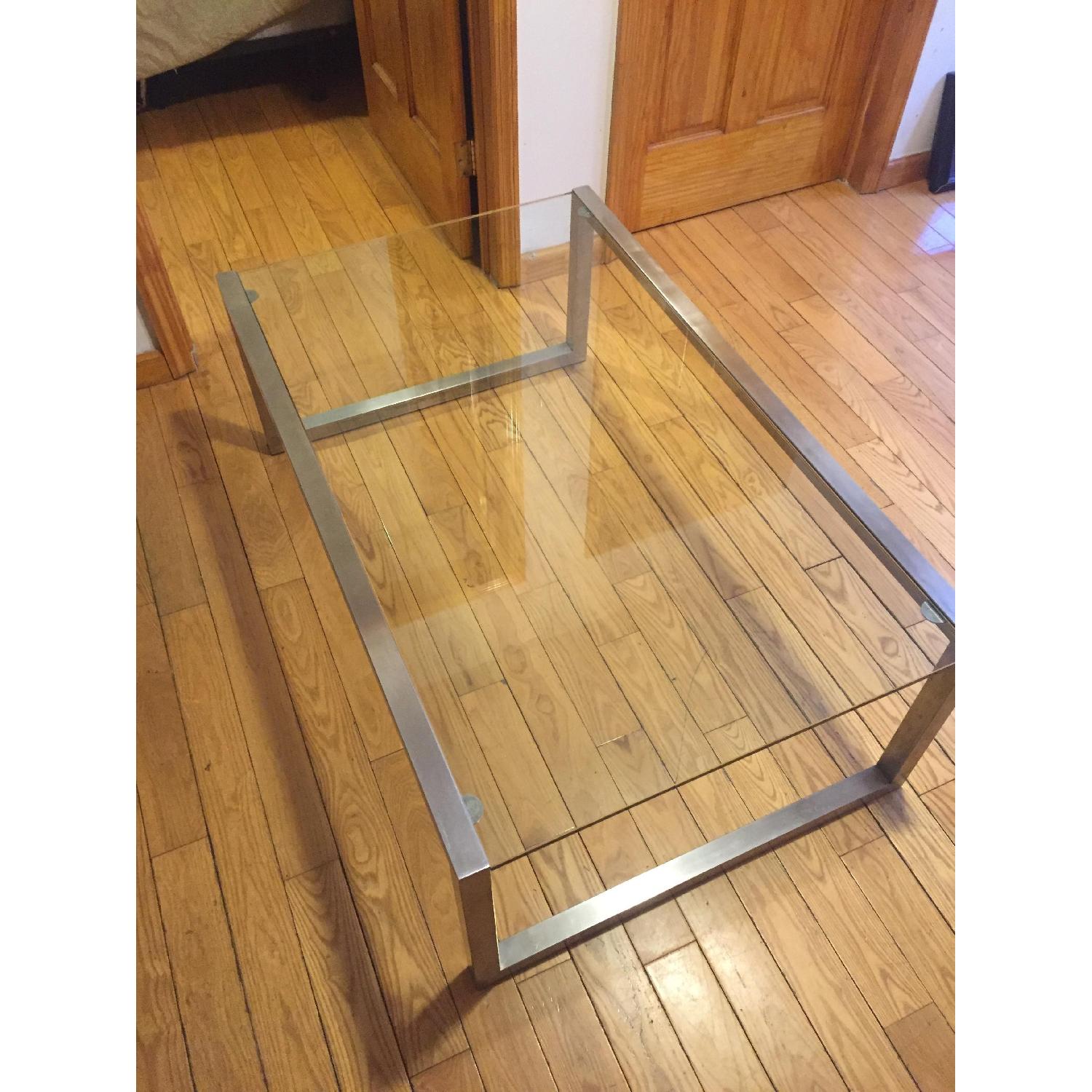 Ethan Allen Tangent Stainless Steel & Glass Coffee Table - image-6