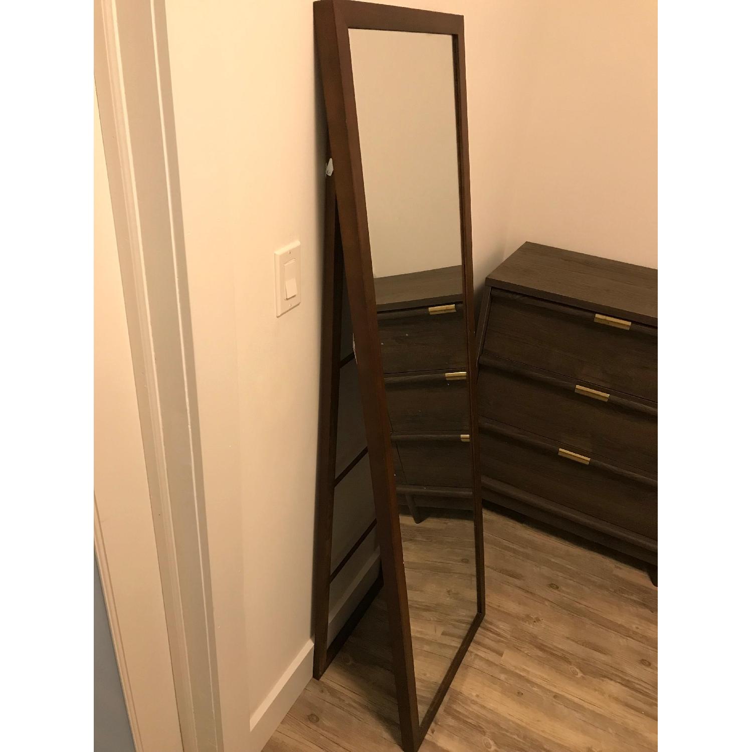 Target Wood Ladder Standing Floor Mirror Aptdeco