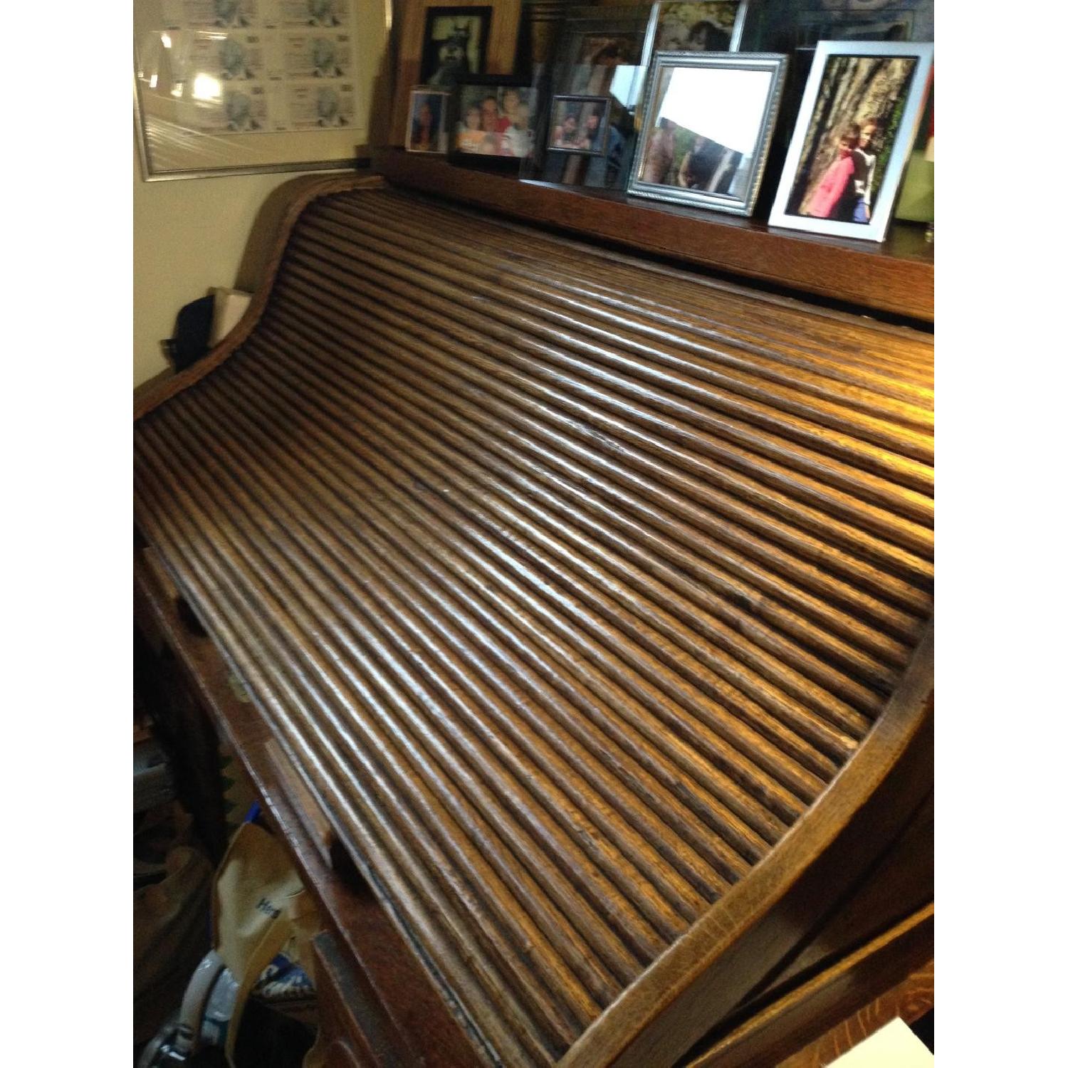 1920s Solid Oak Roll-Top Desk - image-2