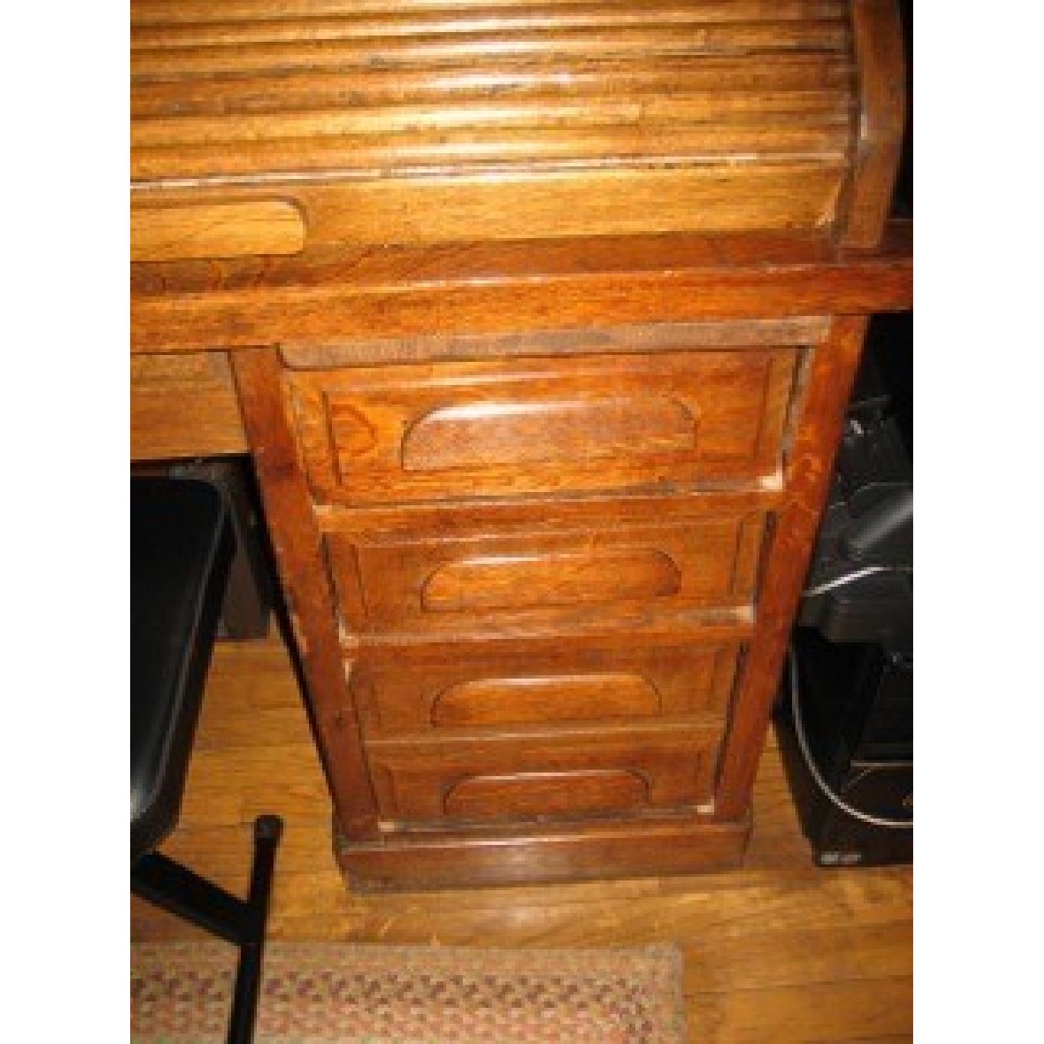 1920s Solid Oak Roll-Top Desk - image-4