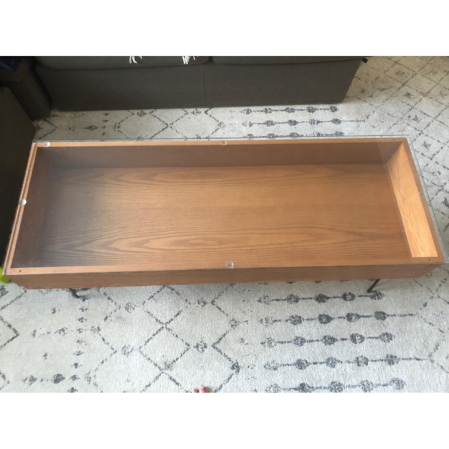 Modern Glass Top Wood Gallery Table - image-1