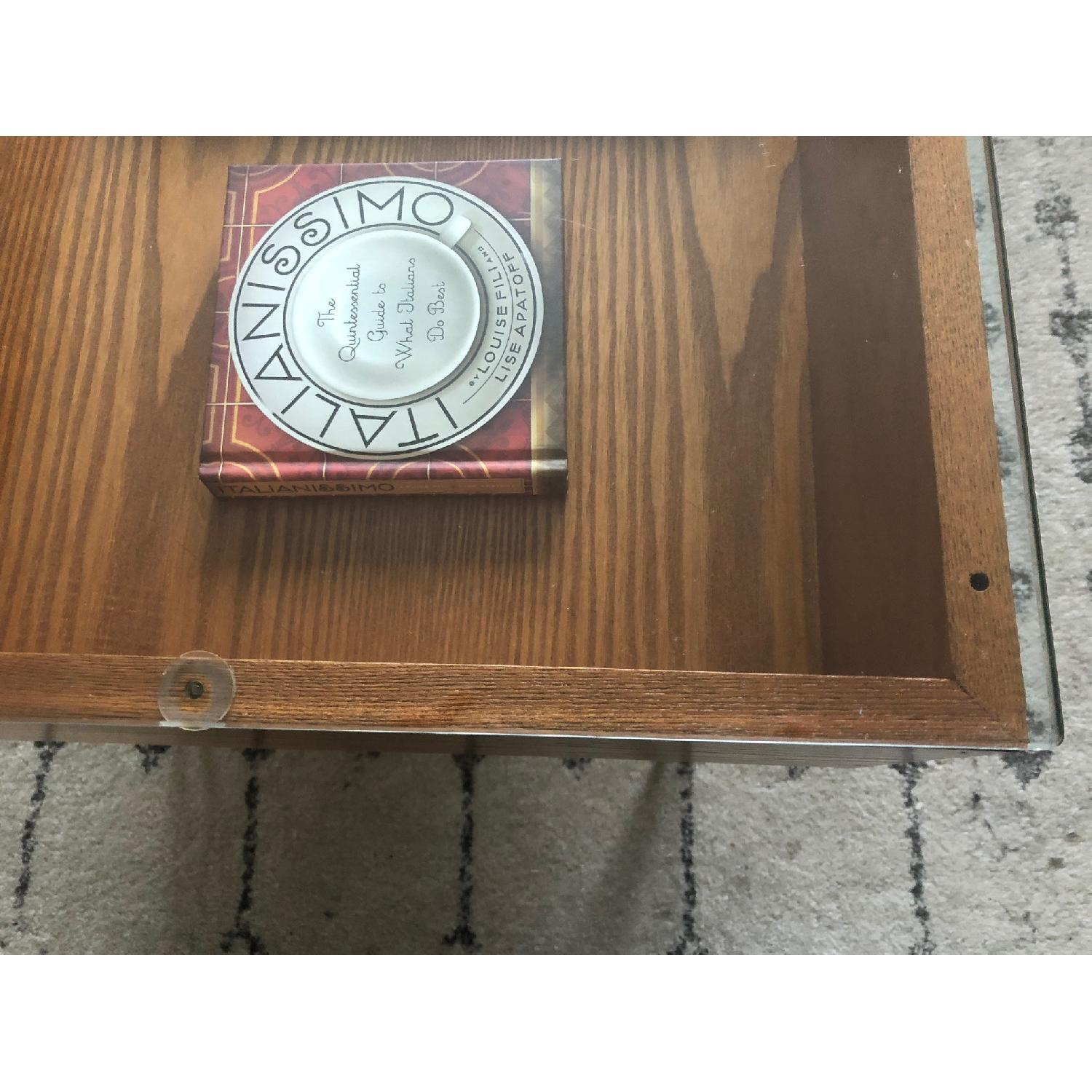 Modern Glass Top Wood Gallery Table - image-2